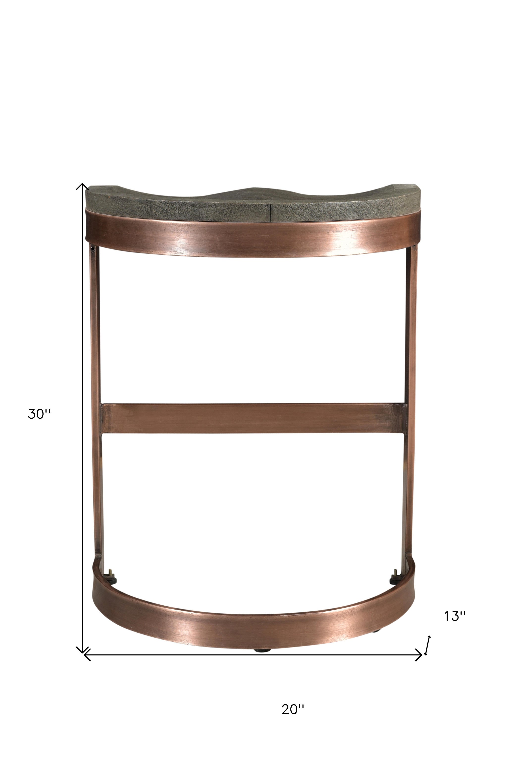 30" Gray And Copper Iron Backless Bar Height Bar Chair-5