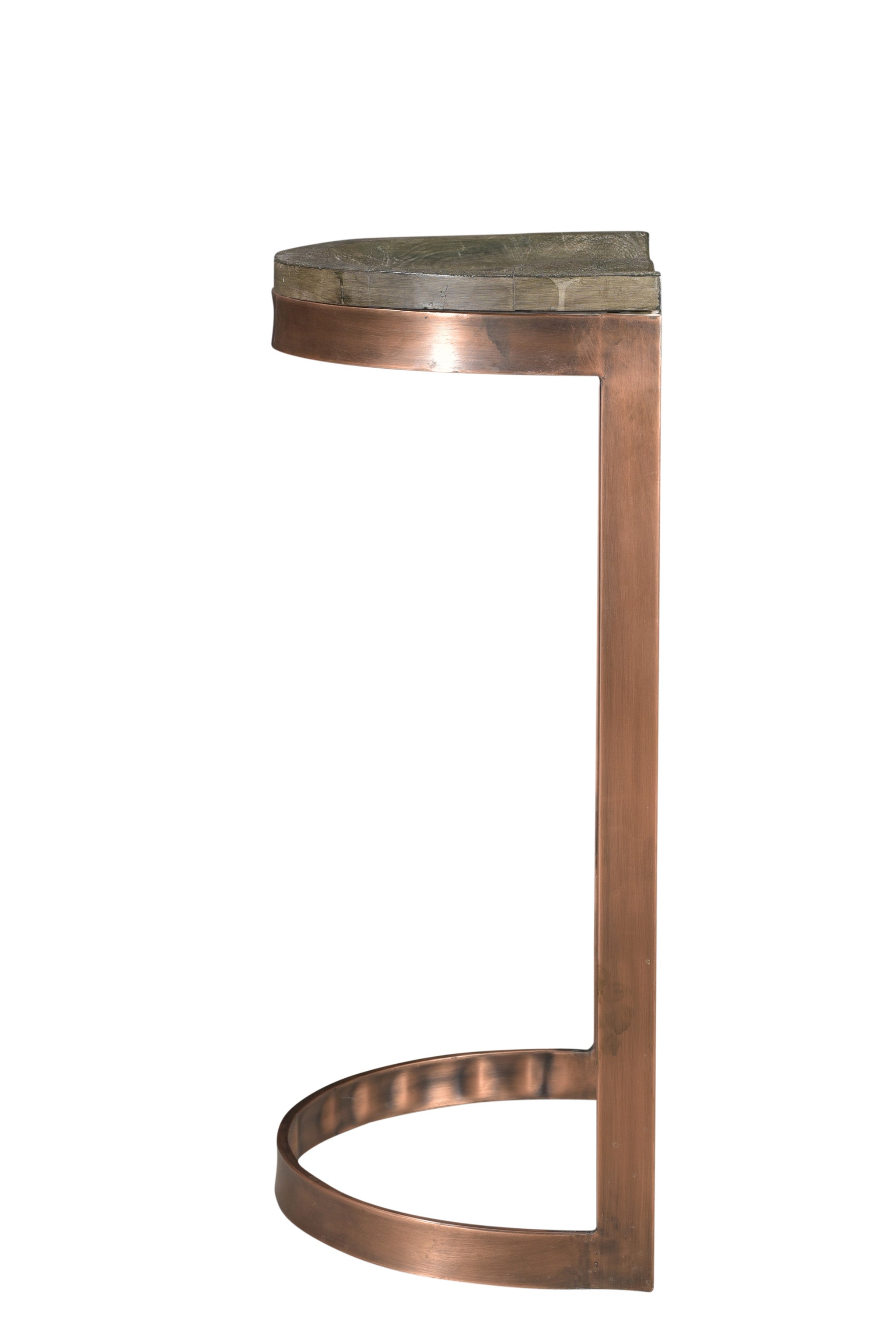 30" Gray And Copper Iron Backless Bar Height Bar Chair-2