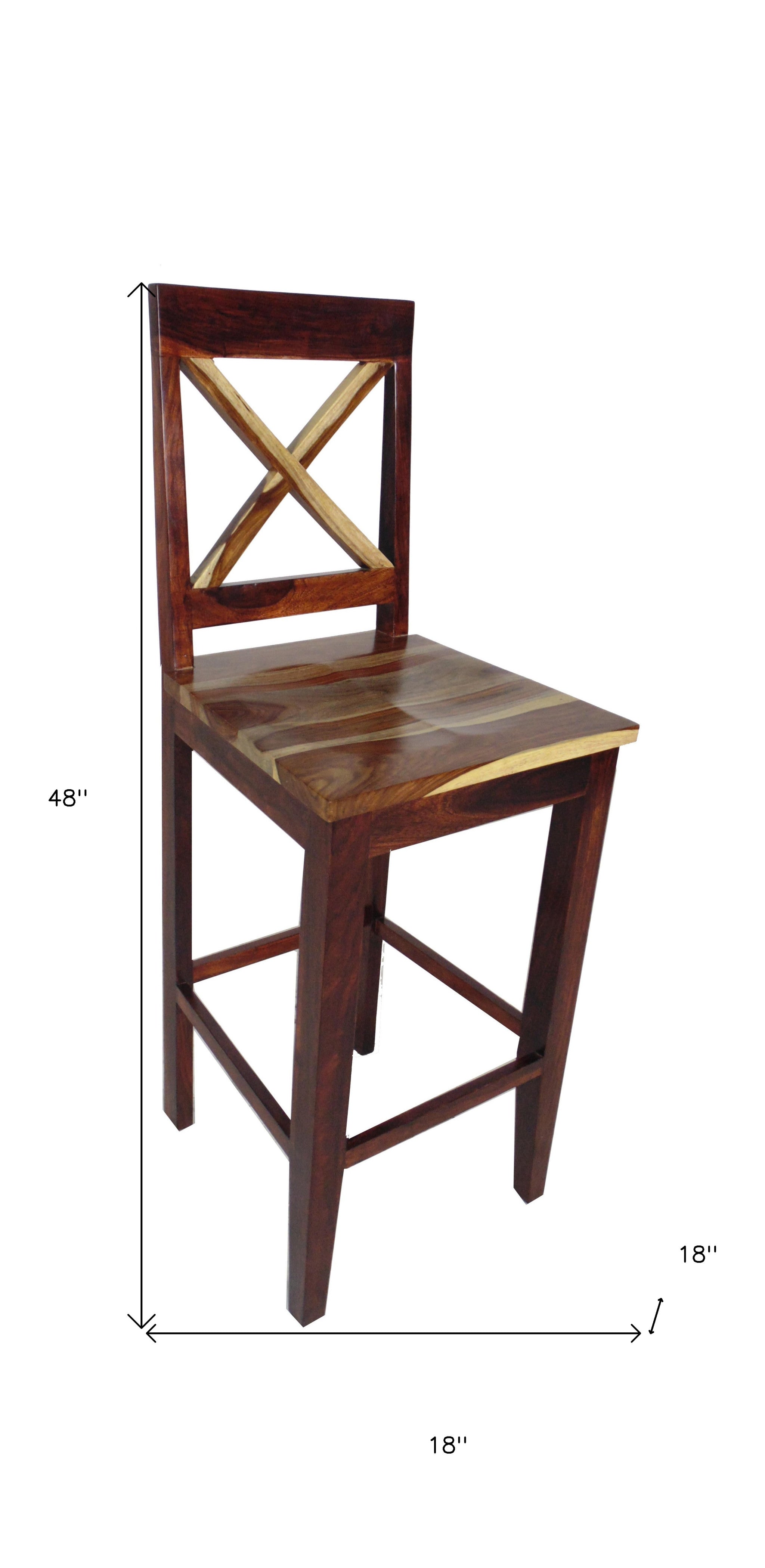 30" Brown Solid Wood Bar Height Bar Chair-4
