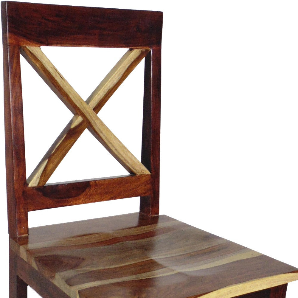 30" Brown Solid Wood Bar Height Bar Chair-3