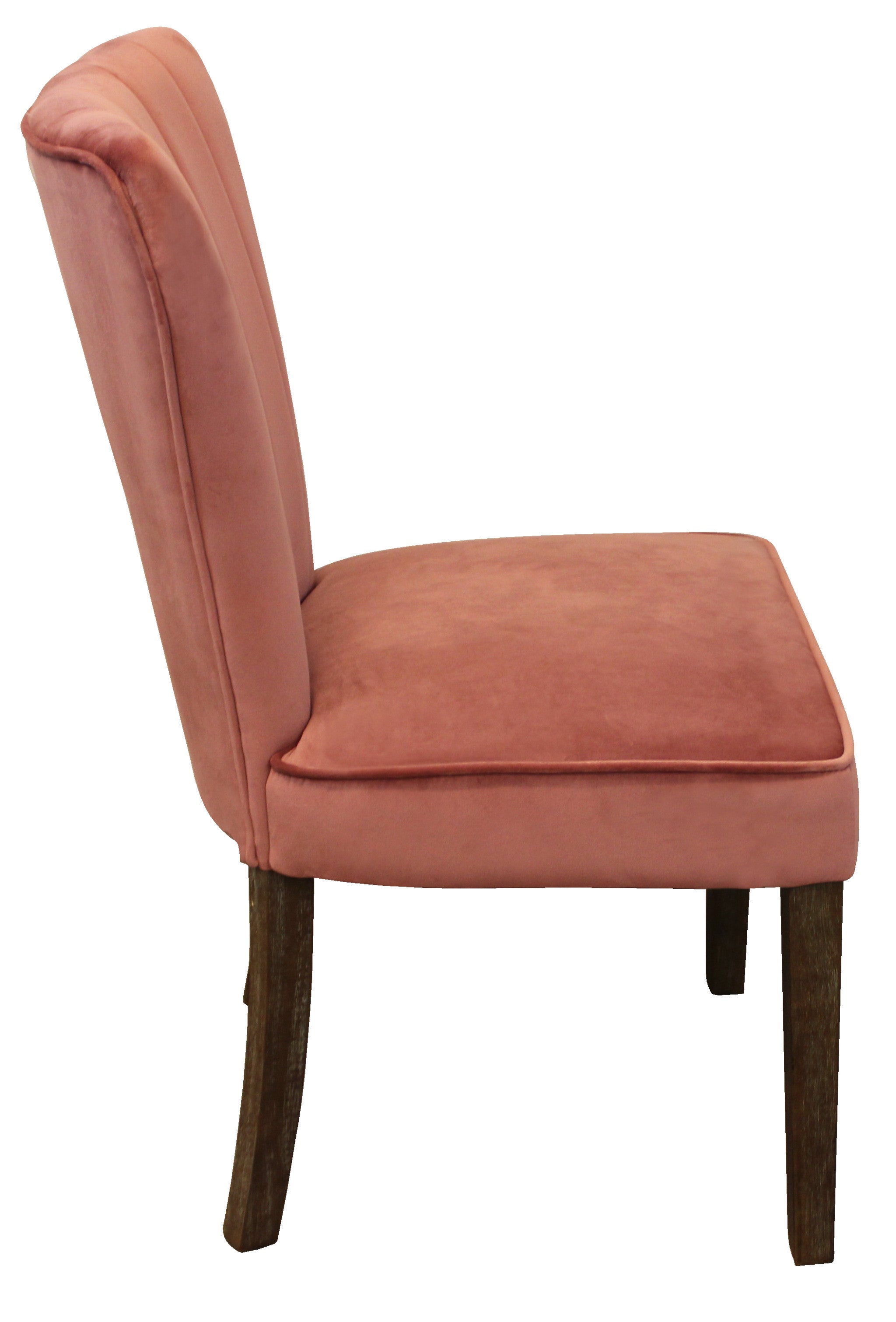 Set of Two Blush and Brown Upholstered Velvet Dining Parsons Chairs-4