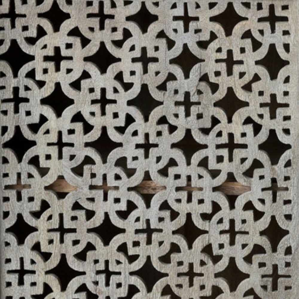 55" Gray Solid Wood Cabinet Enclosed Storage Worn TV Stand-5