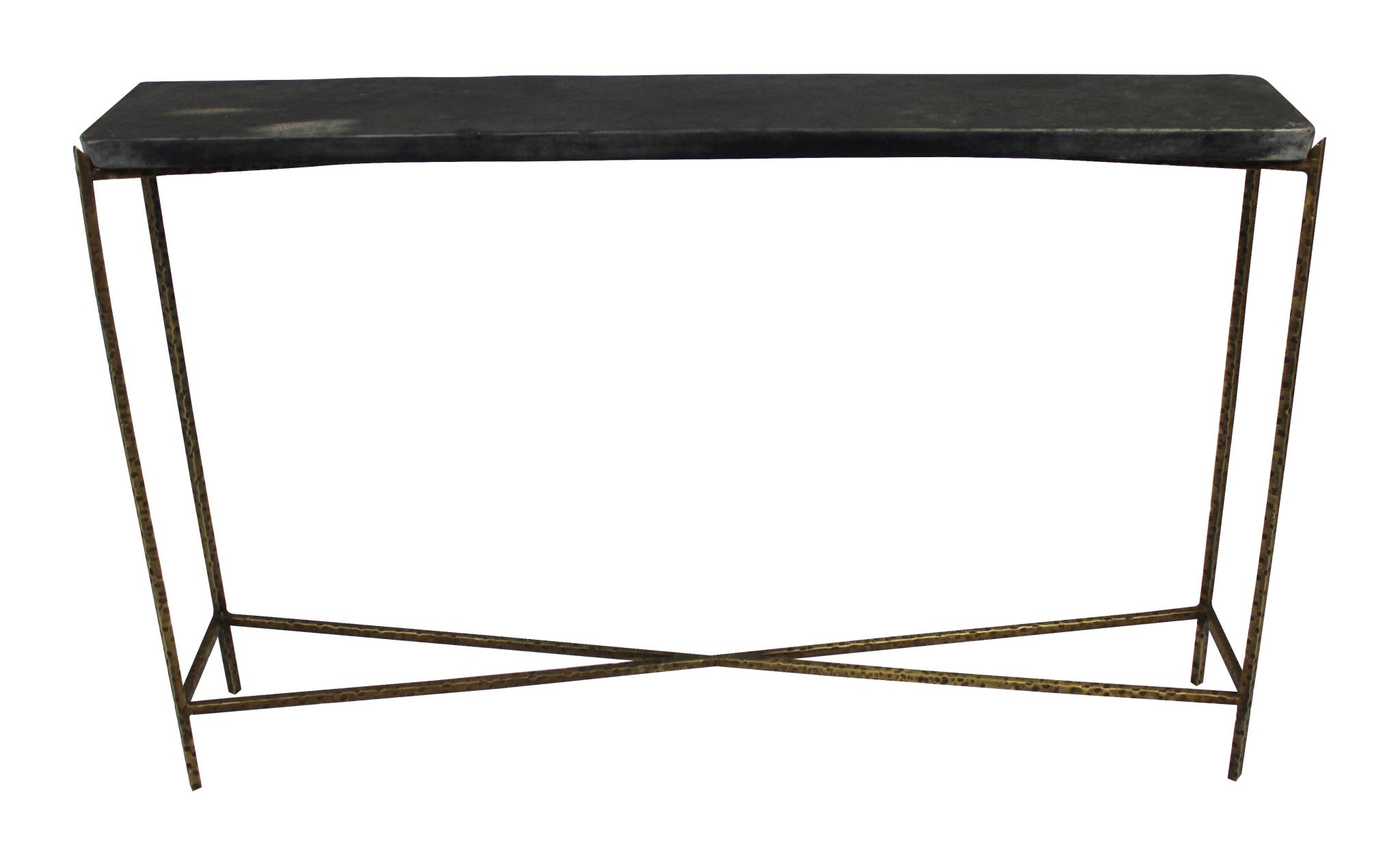 48" Black and Gold Stone Frame Console Table-2