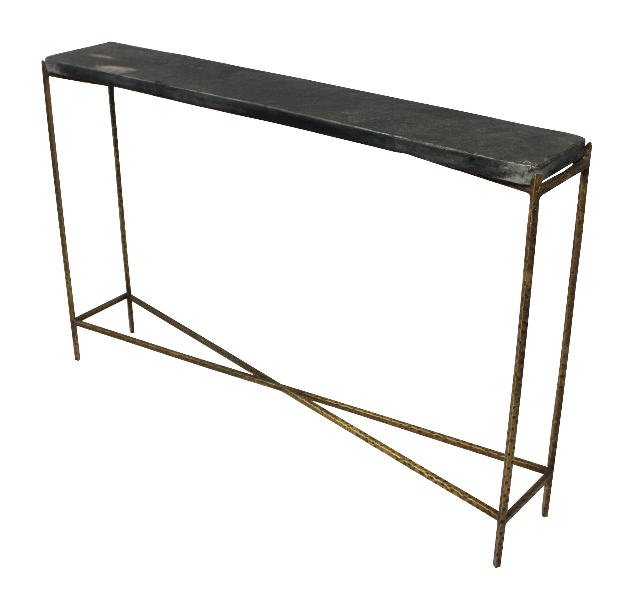48" Black and Gold Stone Frame Console Table-1