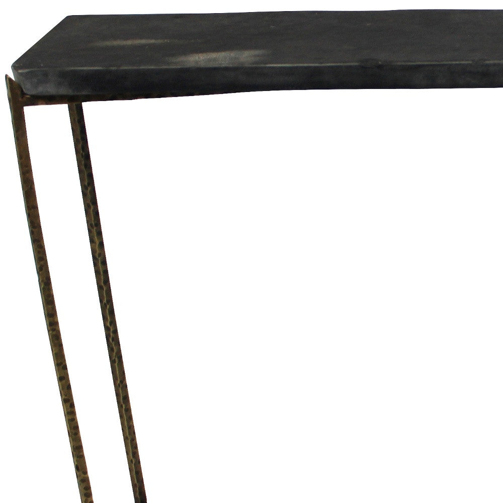 48" Black and Gold Stone Frame Console Table-3