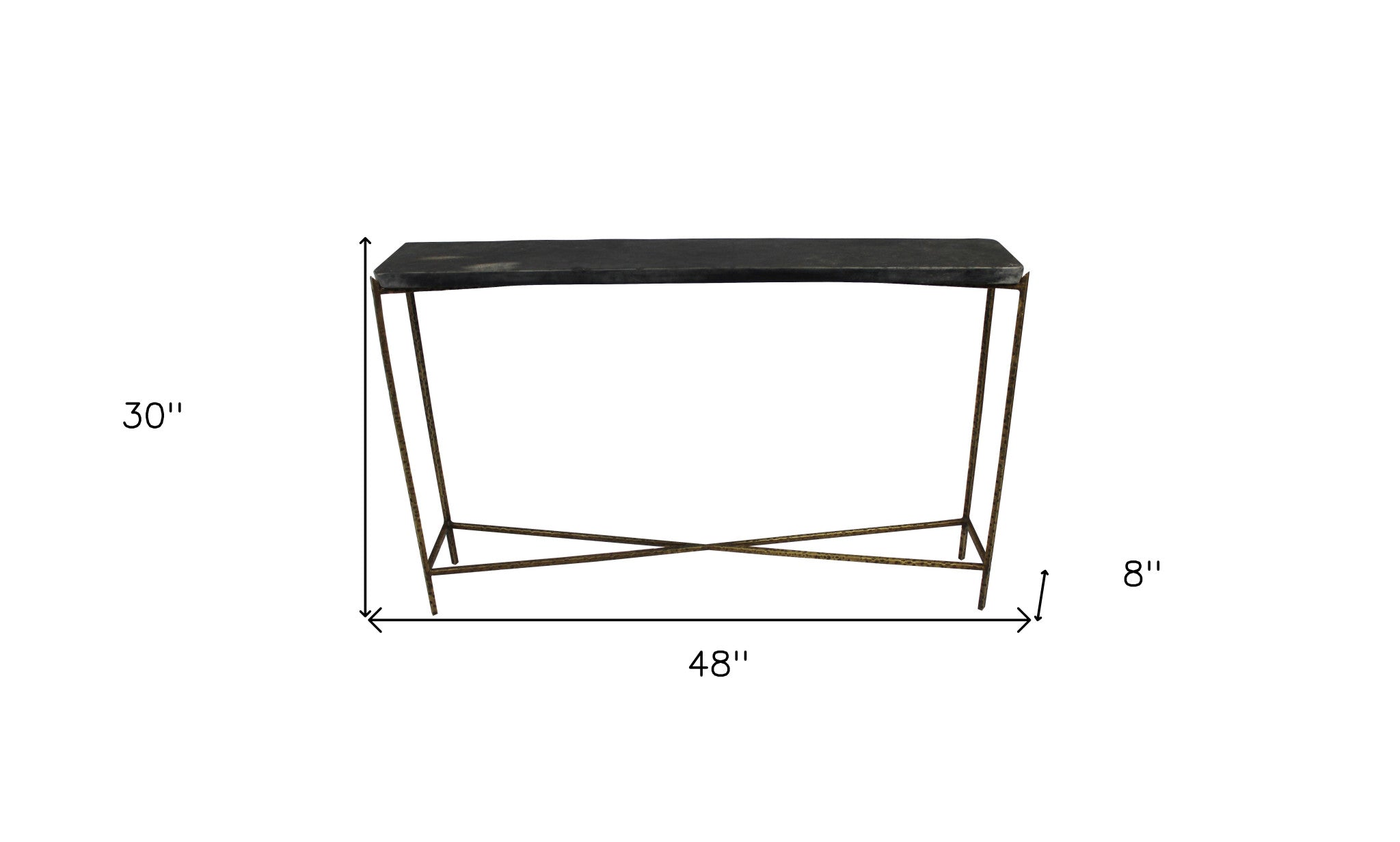 48" Black and Gold Stone Frame Console Table-4