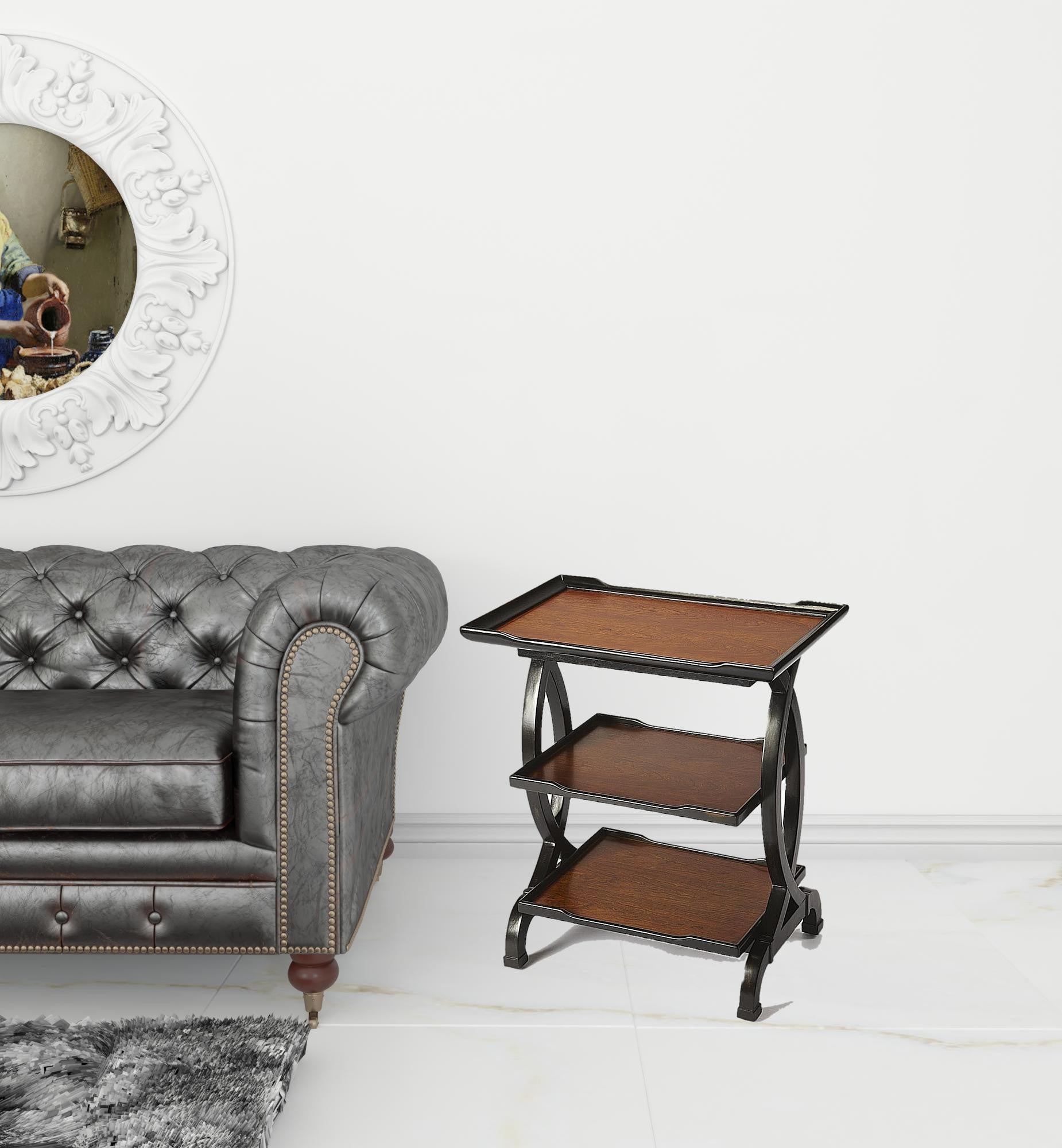 29" Cherry Manufactured Wood Rectangular End Table With Two Shelves-1