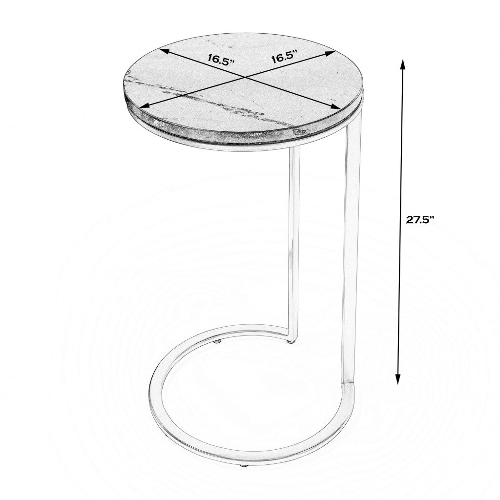 28" Black Marble Round End Table-8