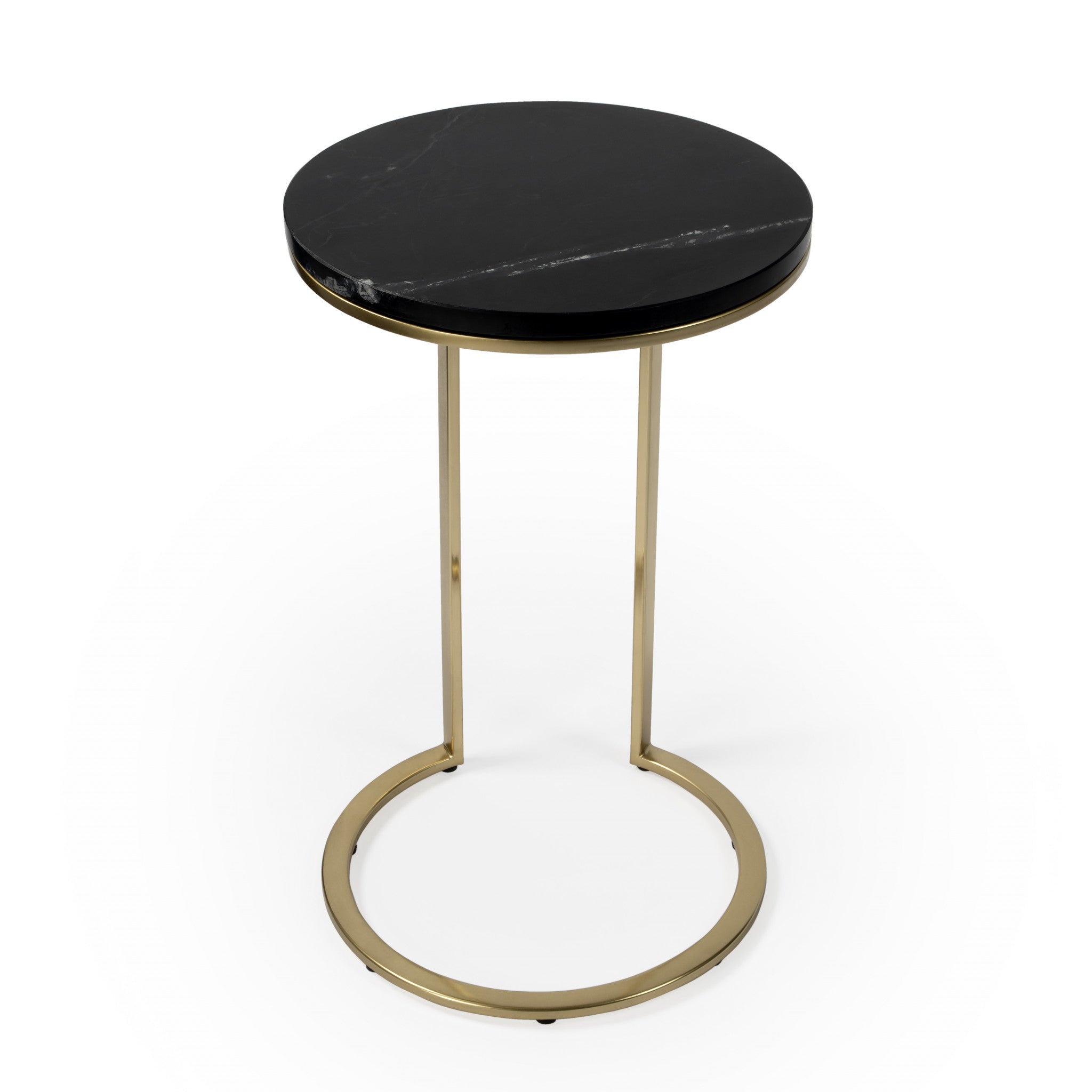 28" Black Marble Round End Table-1