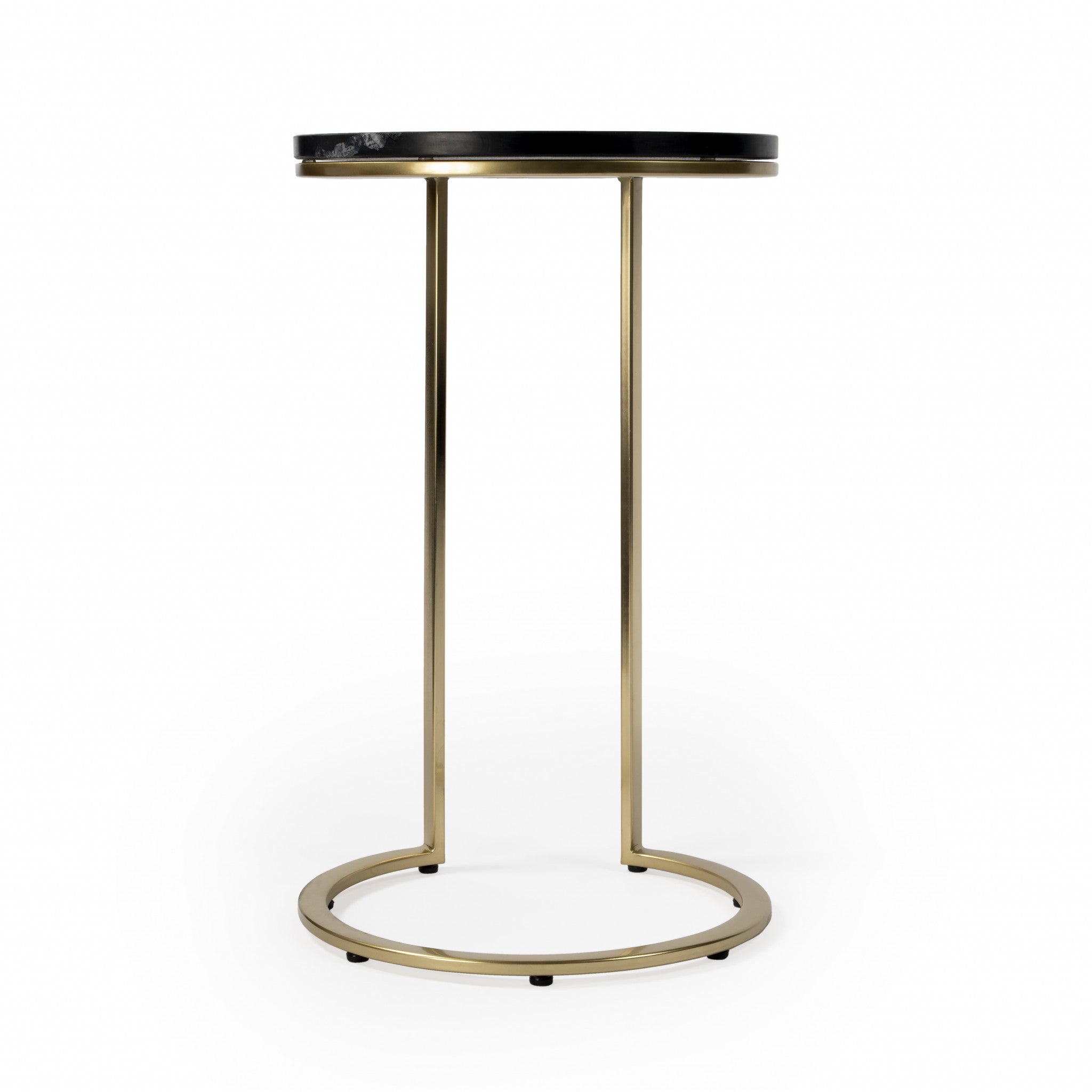 28" Black Marble Round End Table-2
