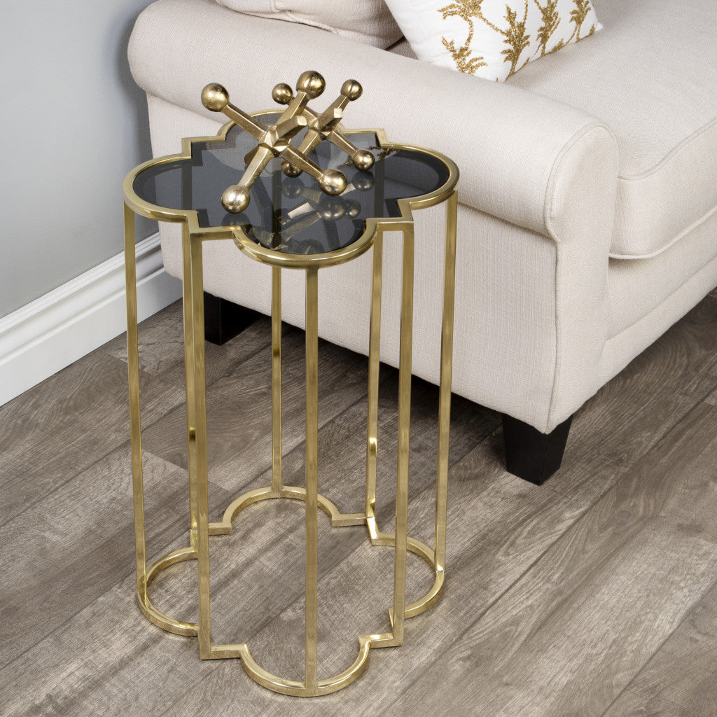 24" Gold And Black Glass Free Form End Table-7