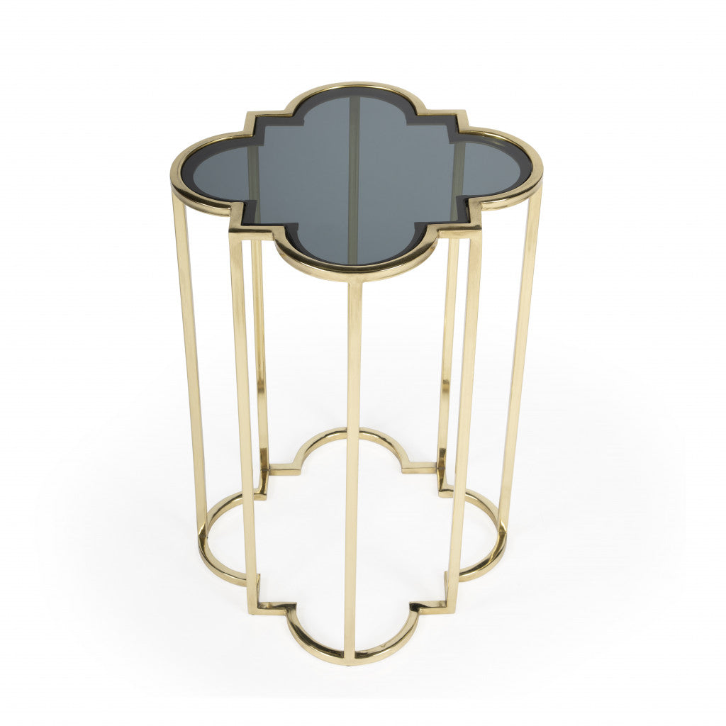 24" Gold And Black Glass Free Form End Table-2