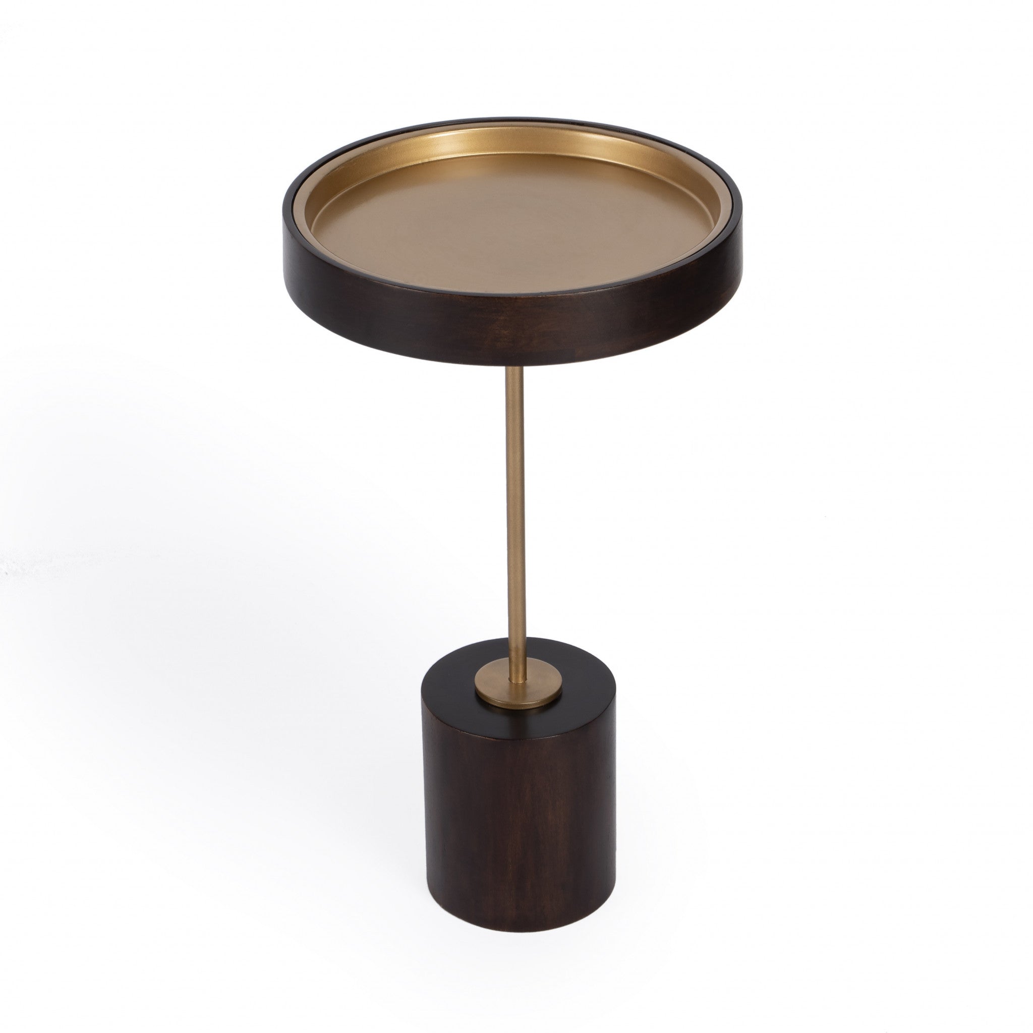 22" Black And Rosegold Solid Wood Round End Table-0