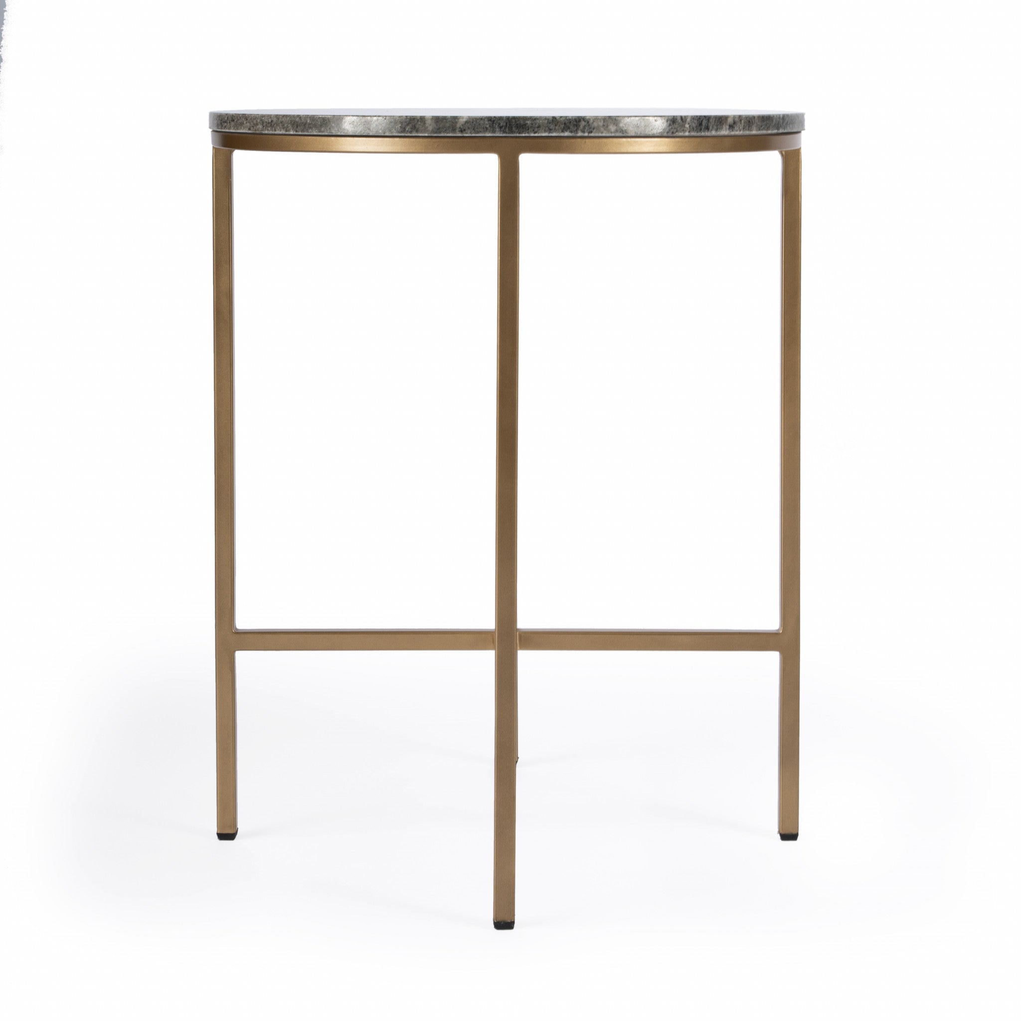 23" Brass And Gray Marble Round End Table-3