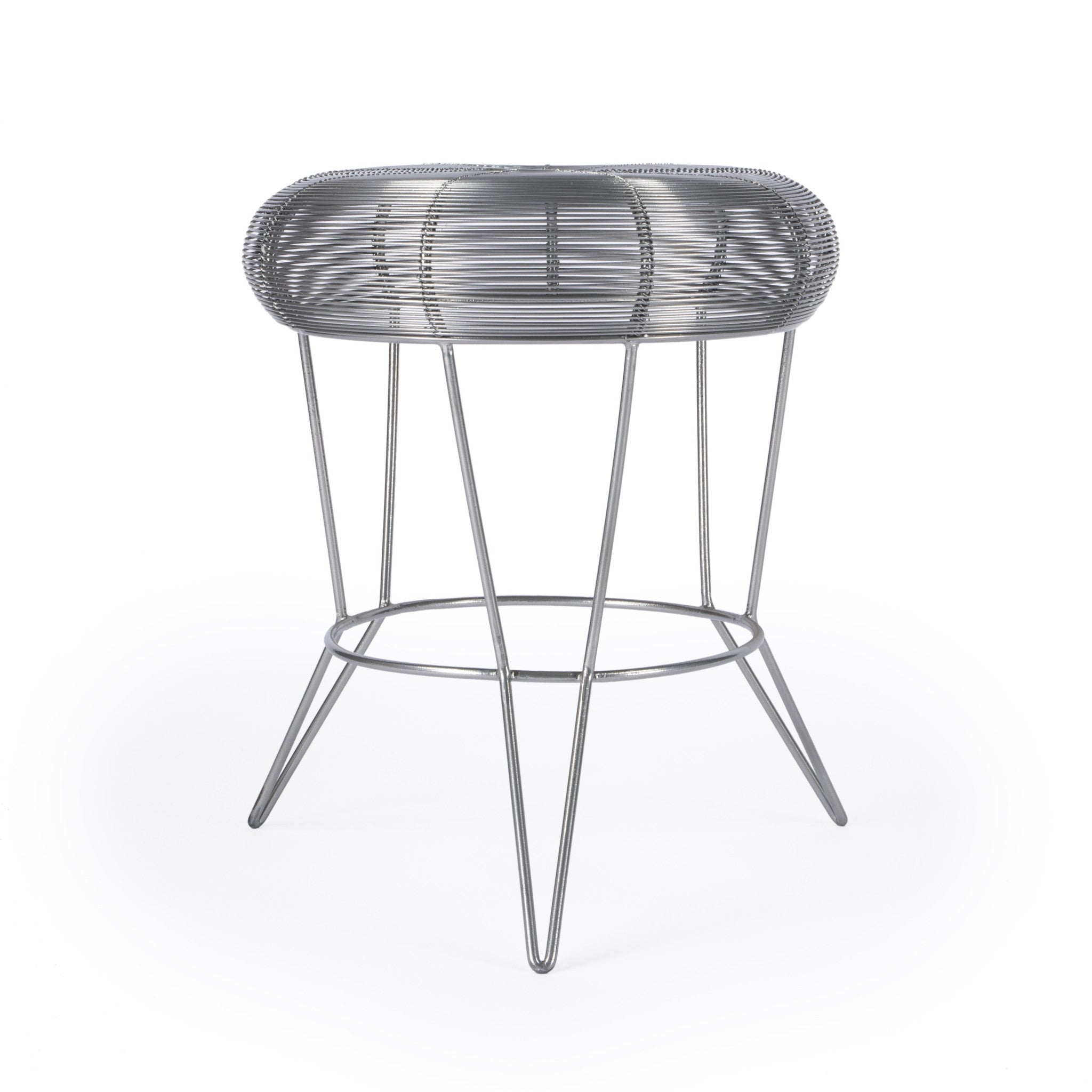 18" Silver Wire Round End Table-0