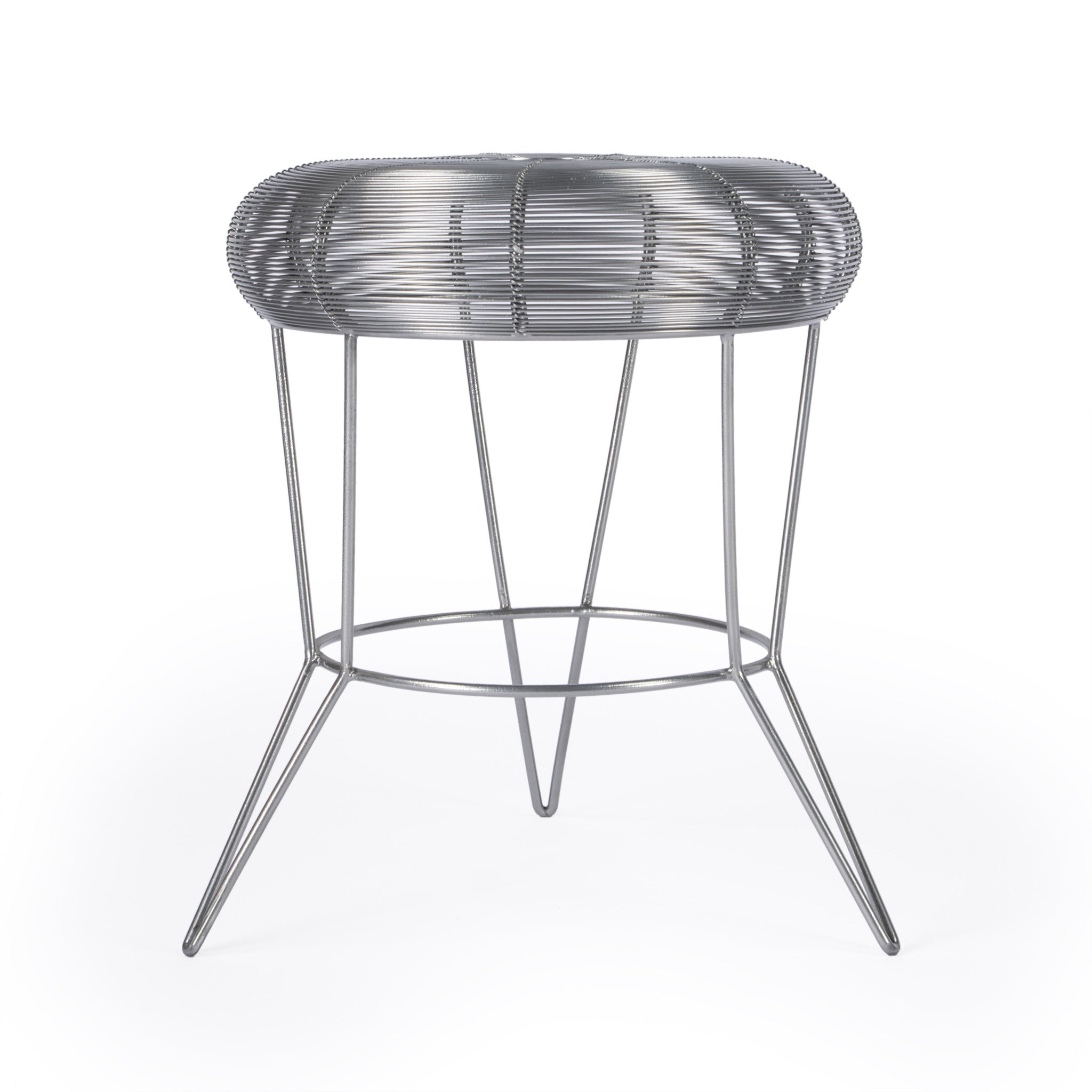 18" Silver Wire Round End Table-1
