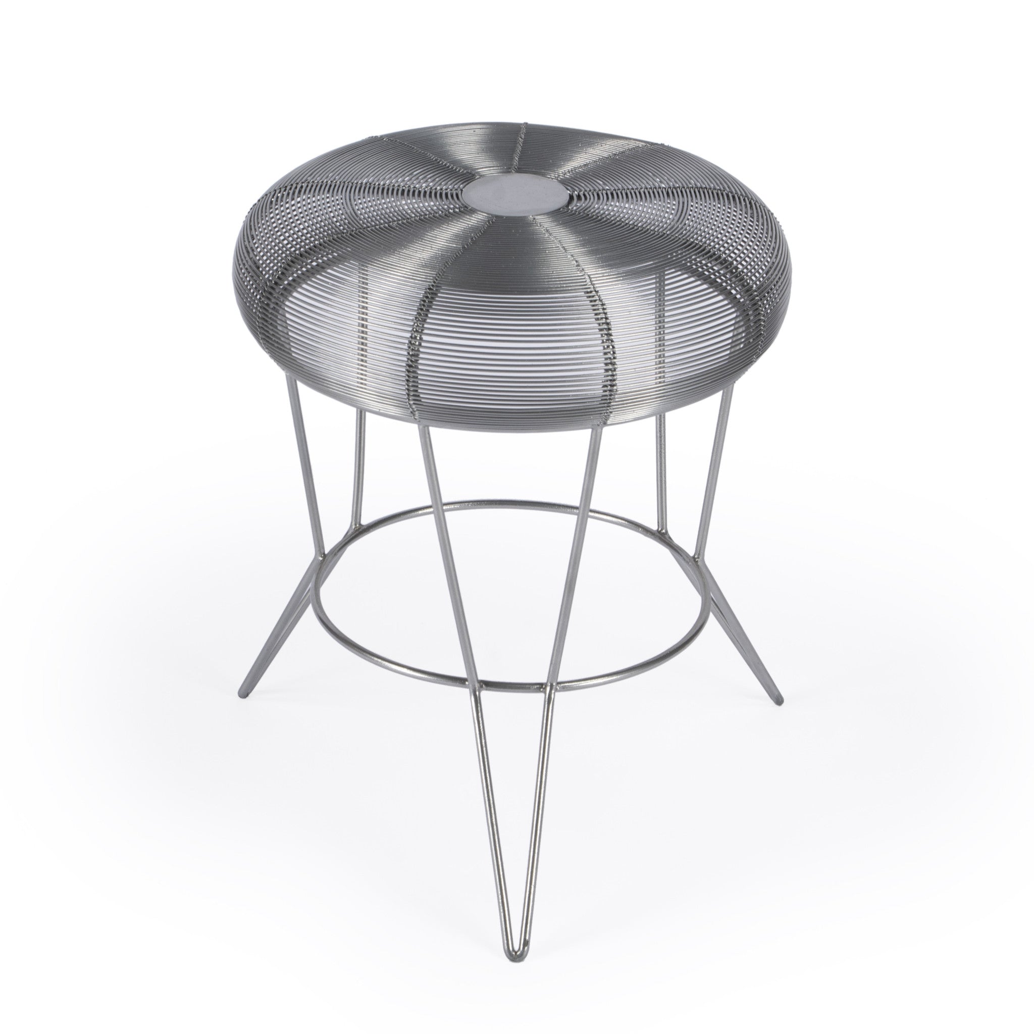 18" Silver Wire Round End Table-2