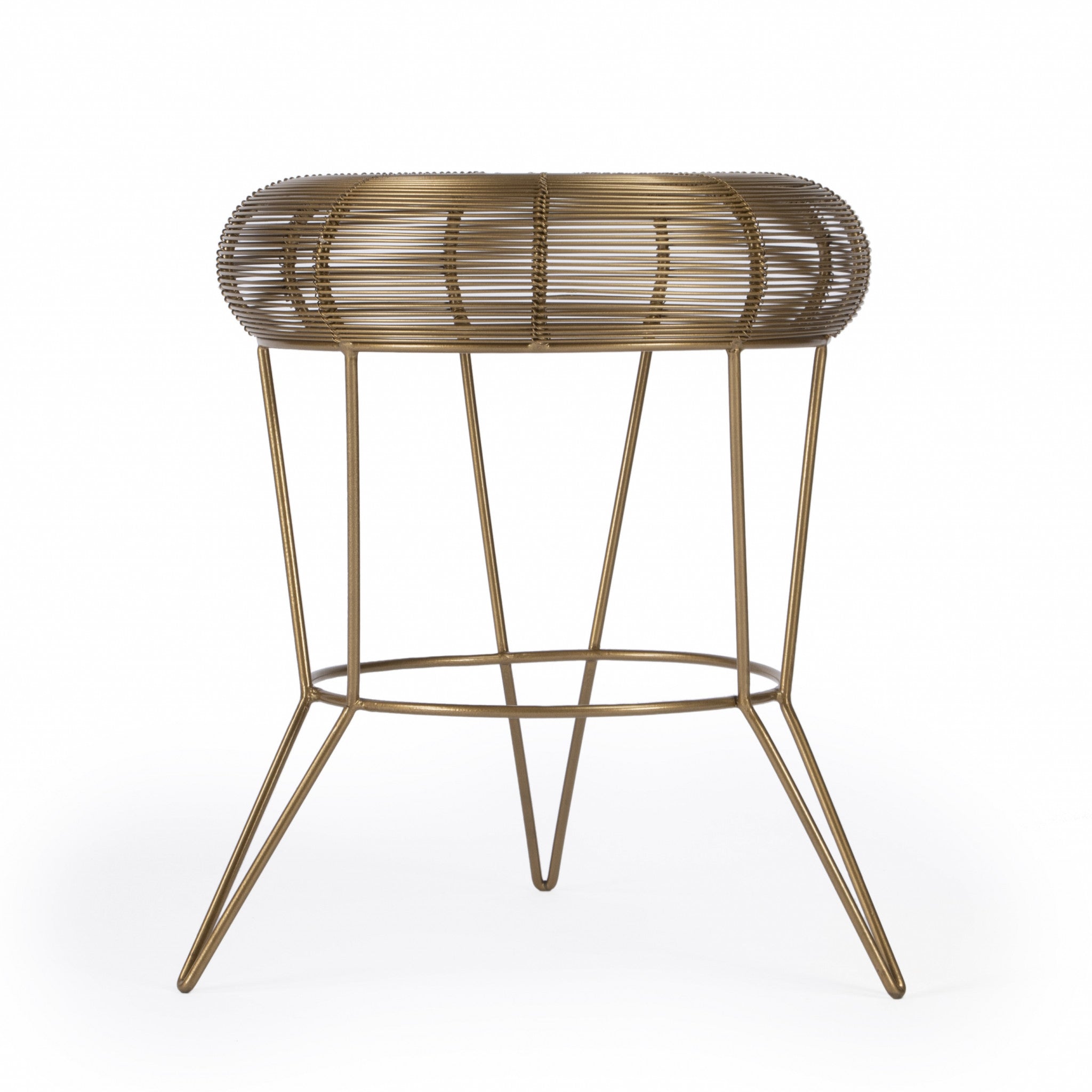 18" Antique Gold Iron Round End Table-1