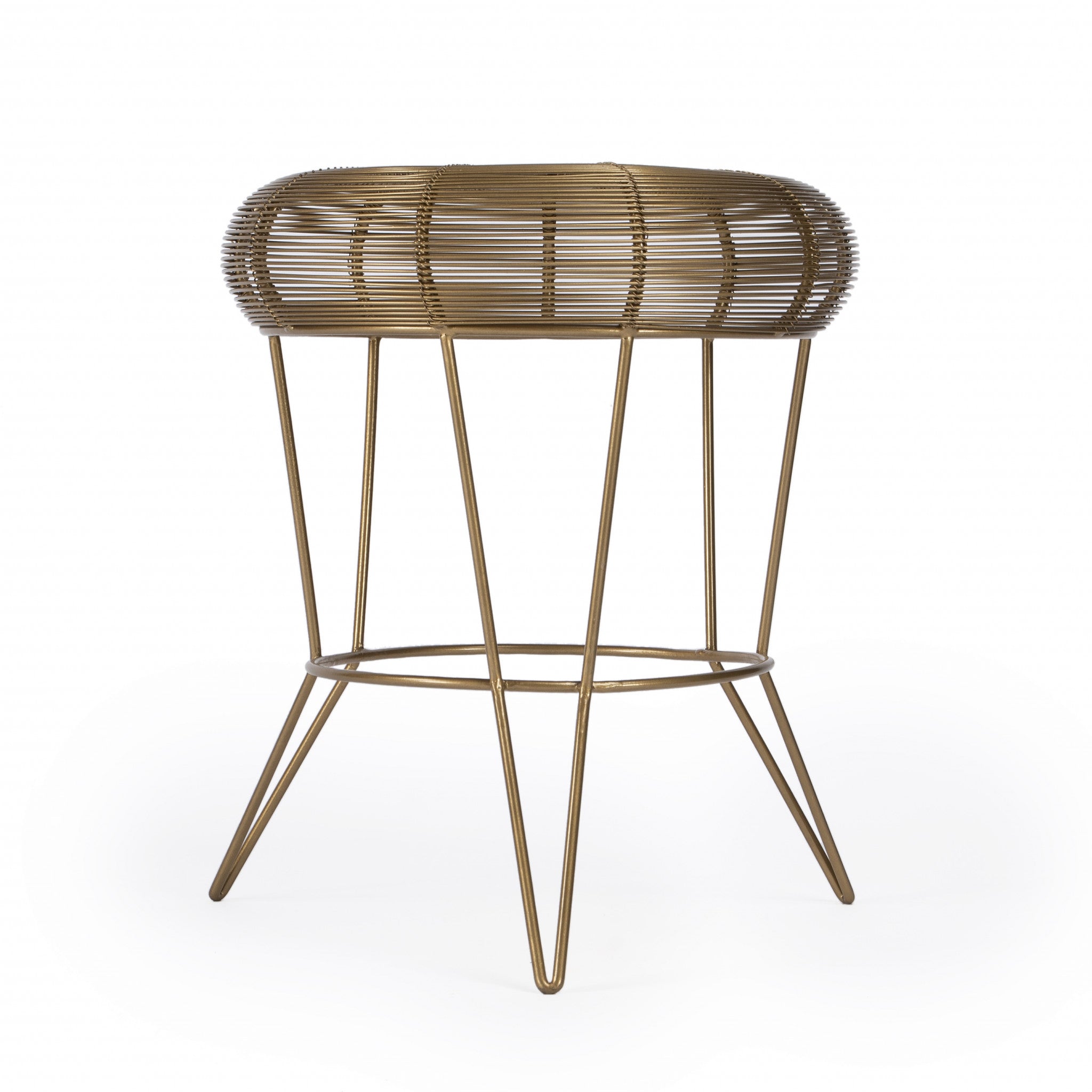 18" Antique Gold Iron Round End Table-3