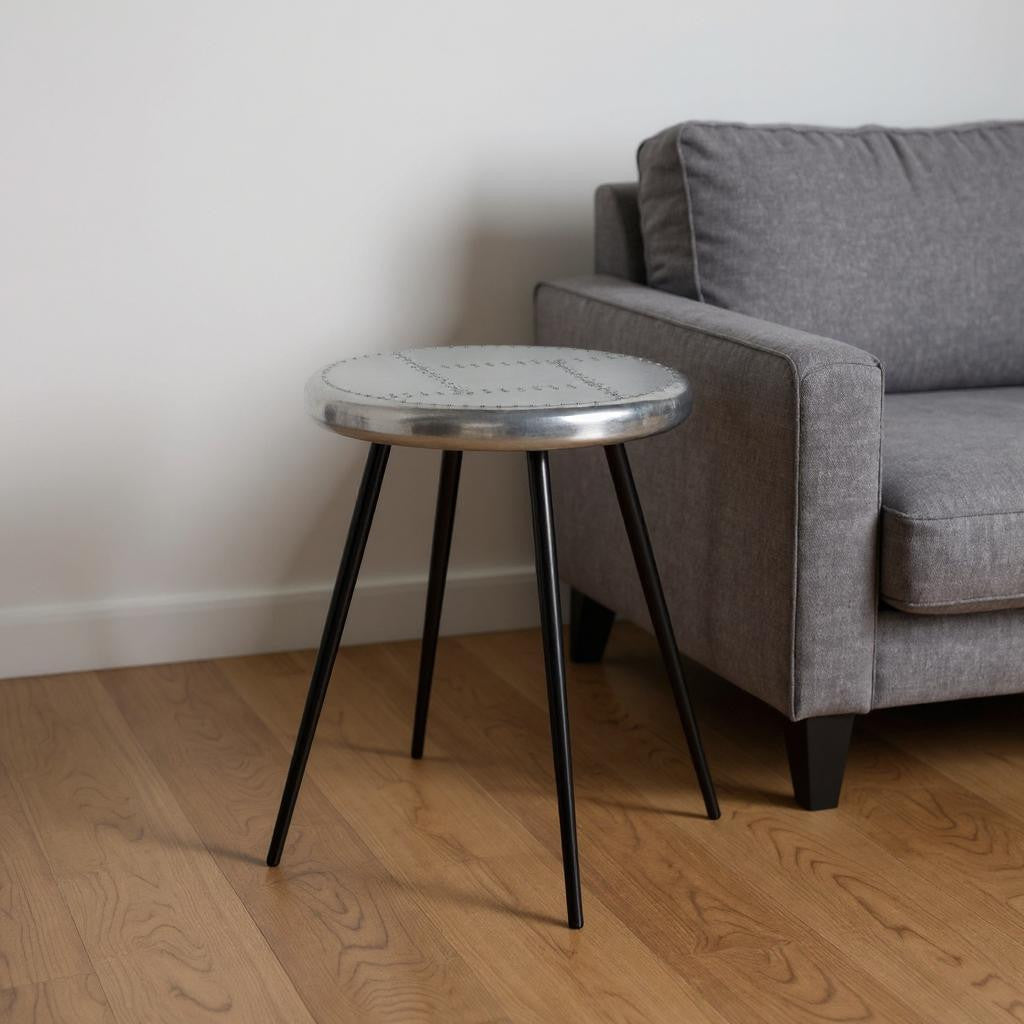 23" Silver Round End Table-0