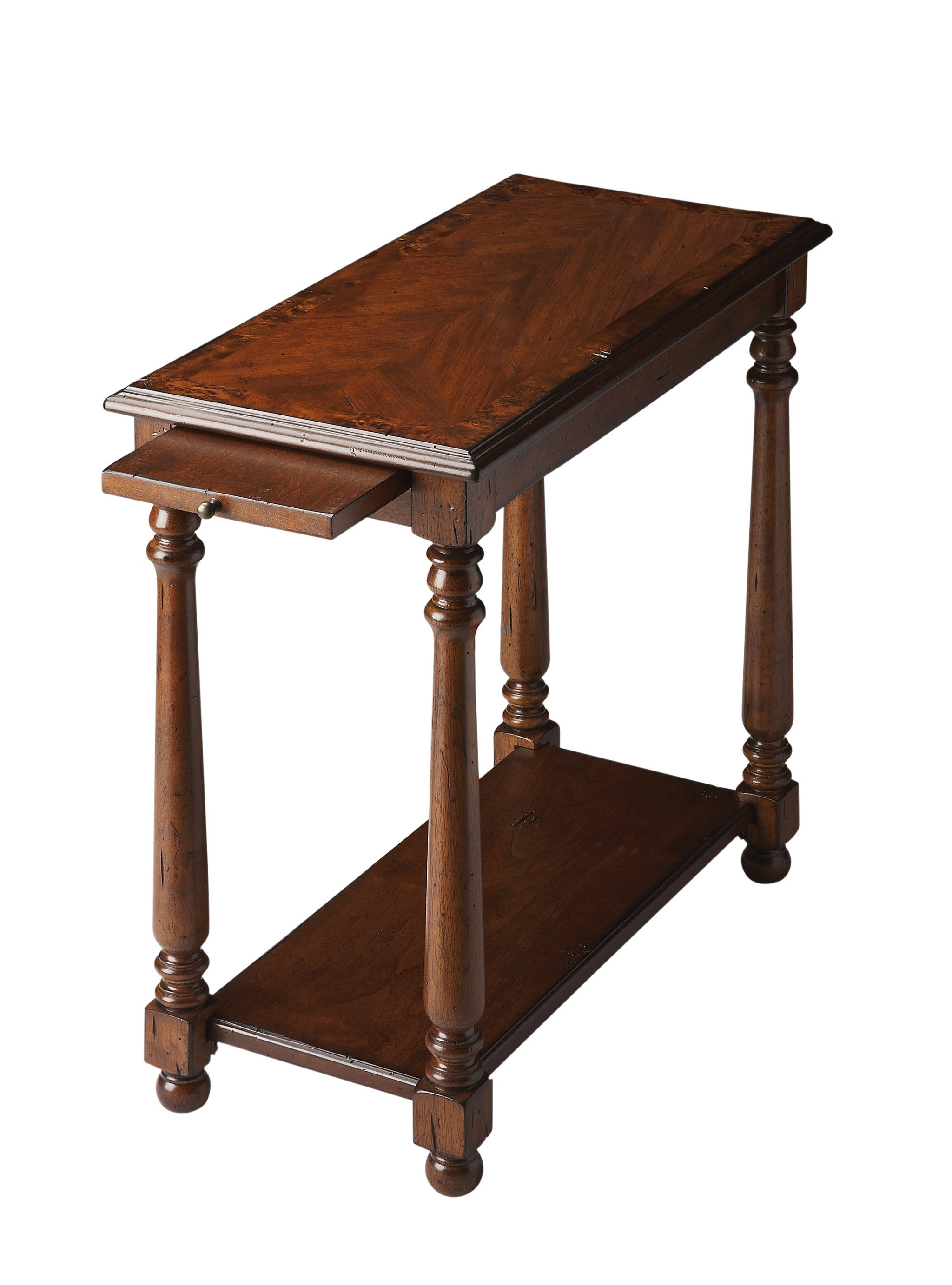24" Wood Brown End Table With Shelf-1