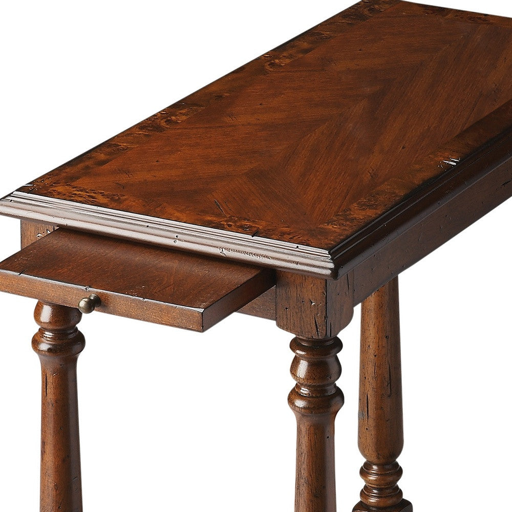 24" Wood Brown End Table With Shelf-2