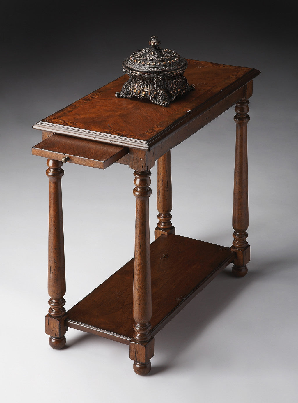 24" Wood Brown End Table With Shelf-3