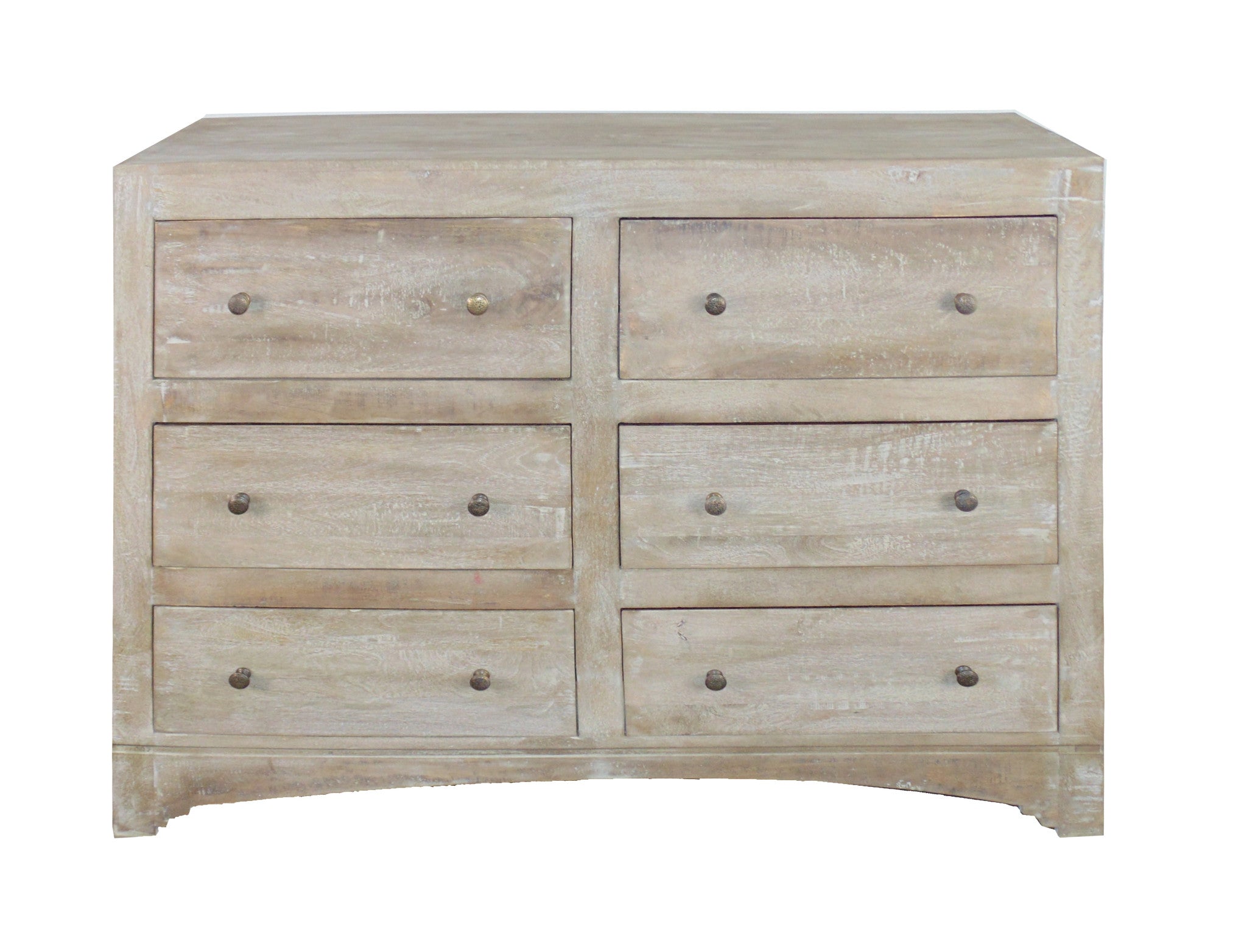 60" Brown Solid Wood Six Drawer Double Dresser-0