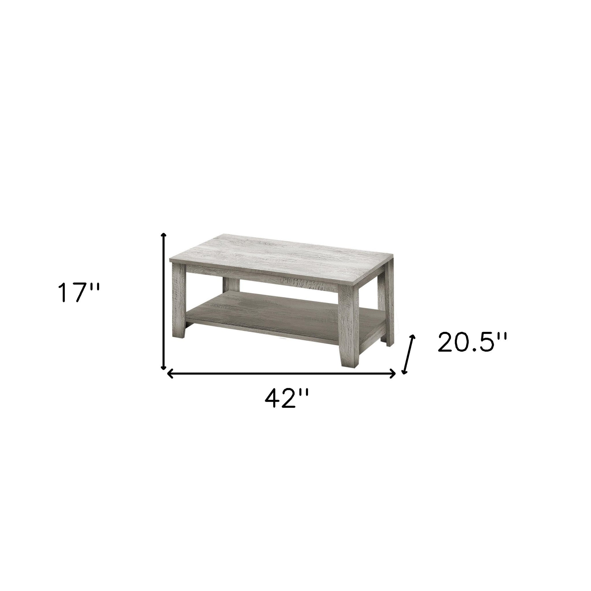 Set Of Three 42" Gray Rectangular Coffee Table With Three Shelves-8