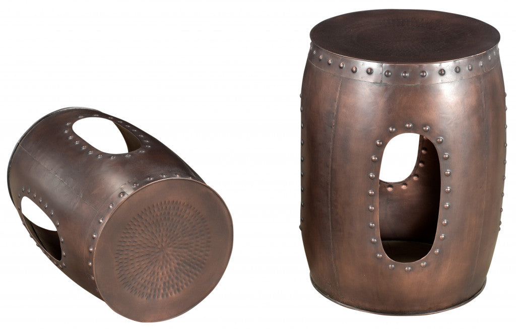 20" Copper Iron Round End Tables-0