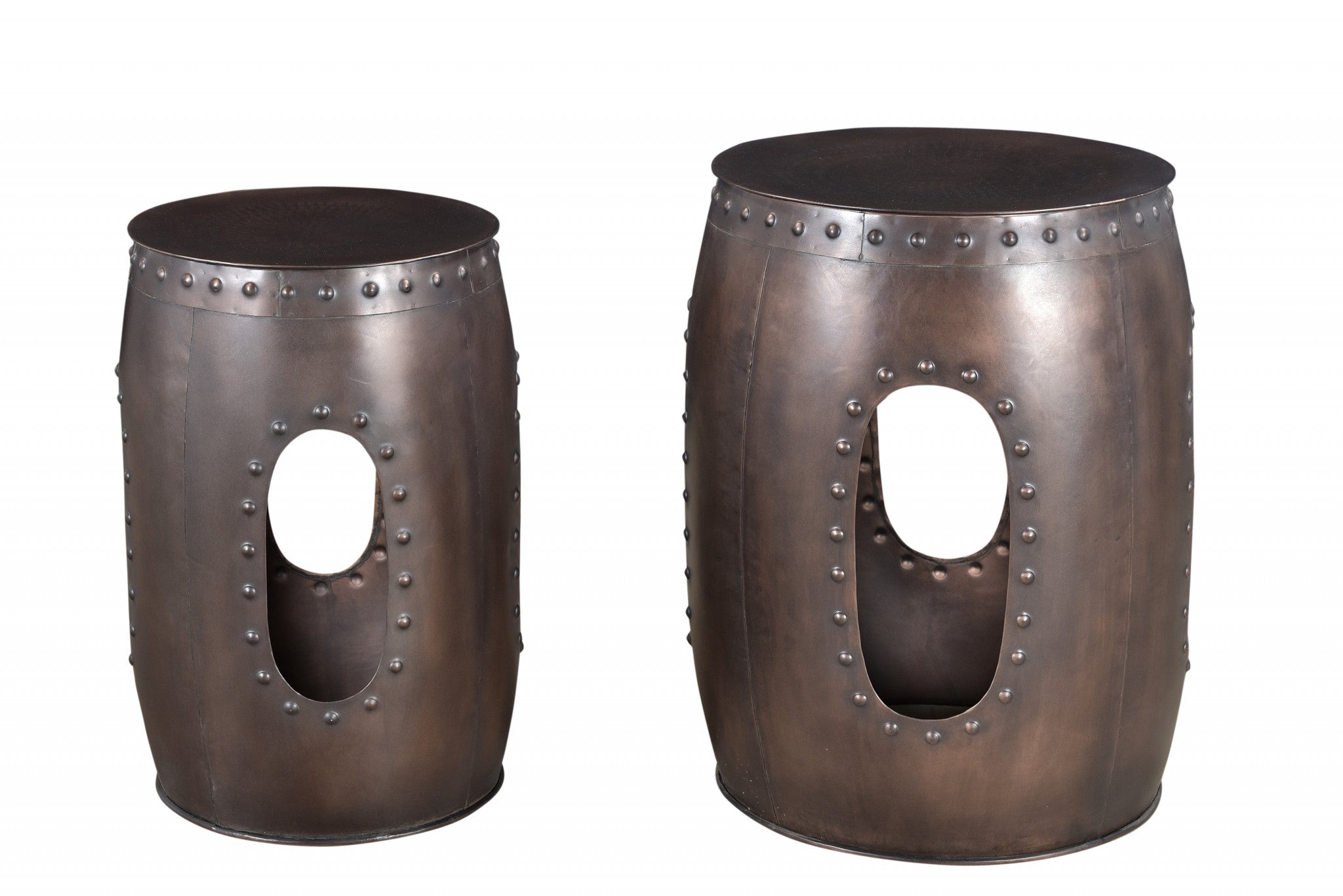 20" Copper Iron Round End Tables-2