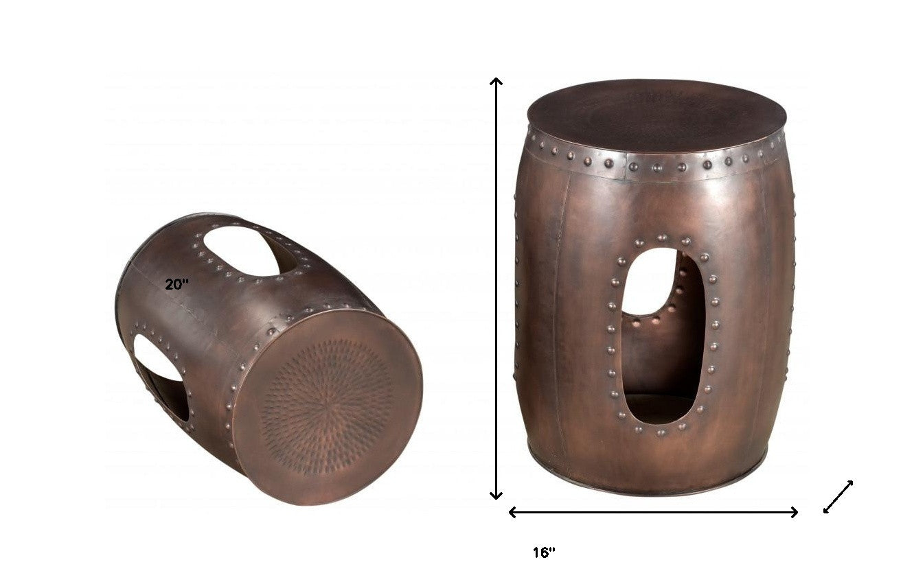 20" Copper Iron Round End Tables-5