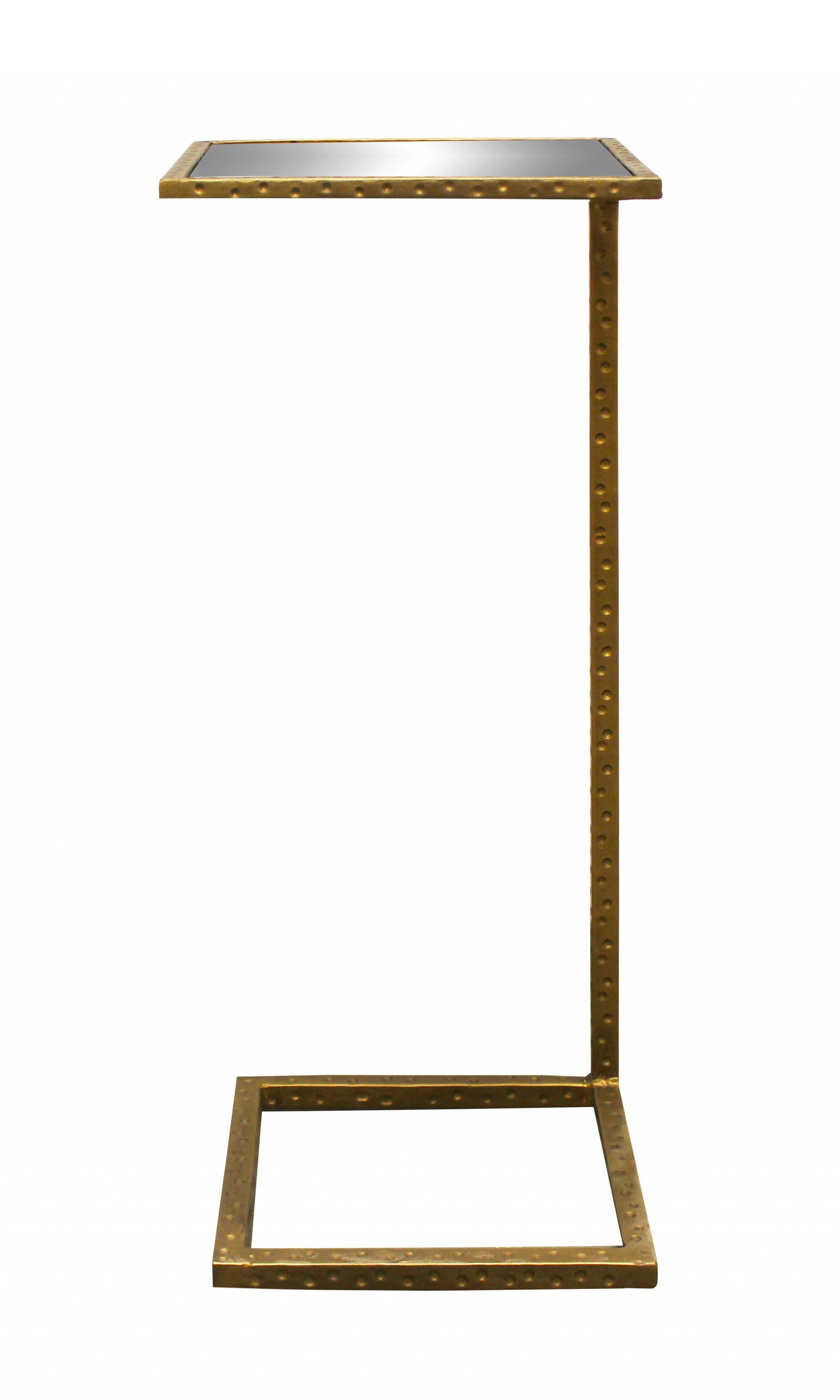 27" Brass And Silver Mirrored Square Mirrored End Table-0