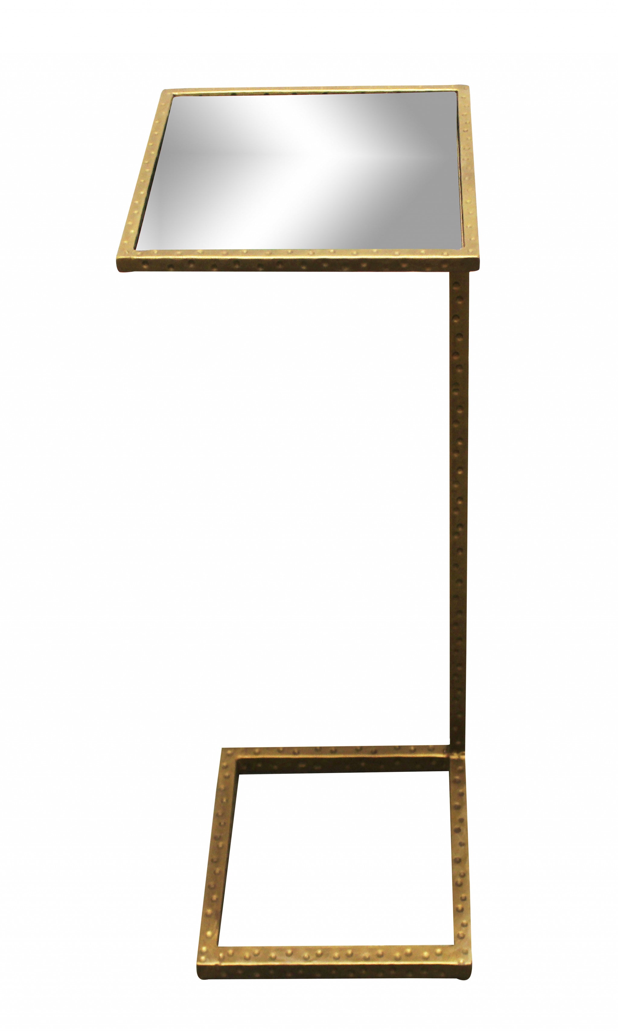 27" Brass And Silver Mirrored Square Mirrored End Table-2