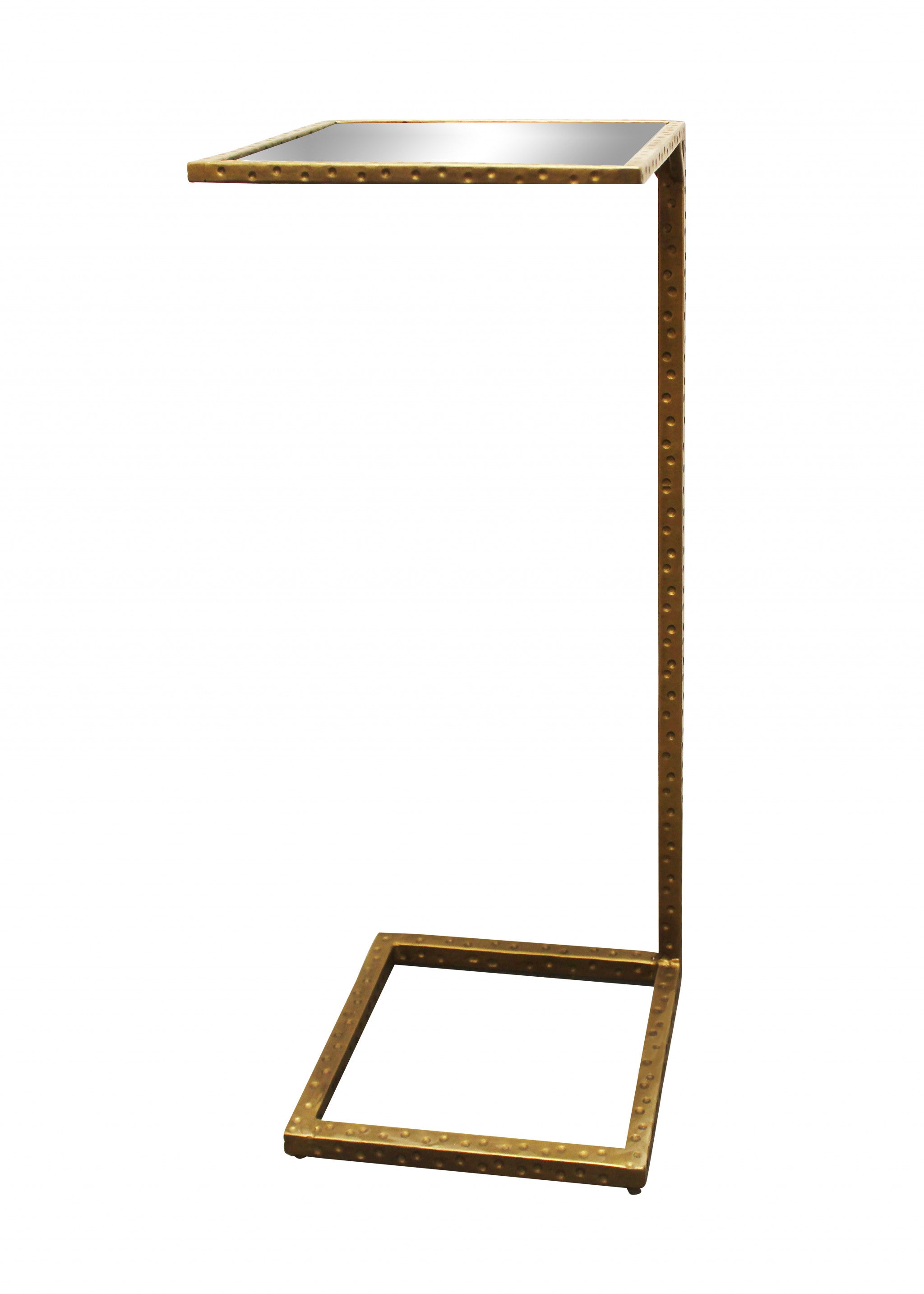 27" Brass And Silver Mirrored Square Mirrored End Table-3