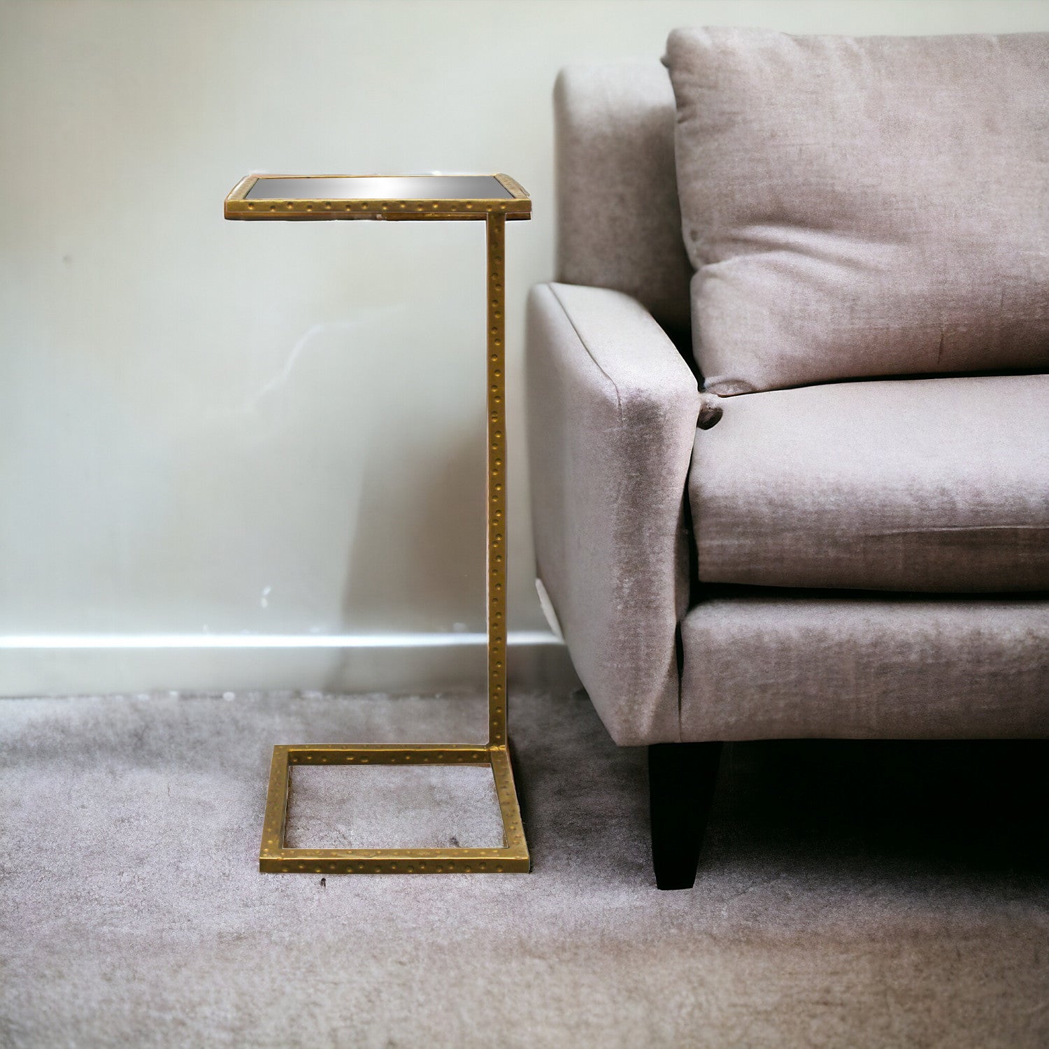 27" Brass And Silver Mirrored Square Mirrored End Table-1