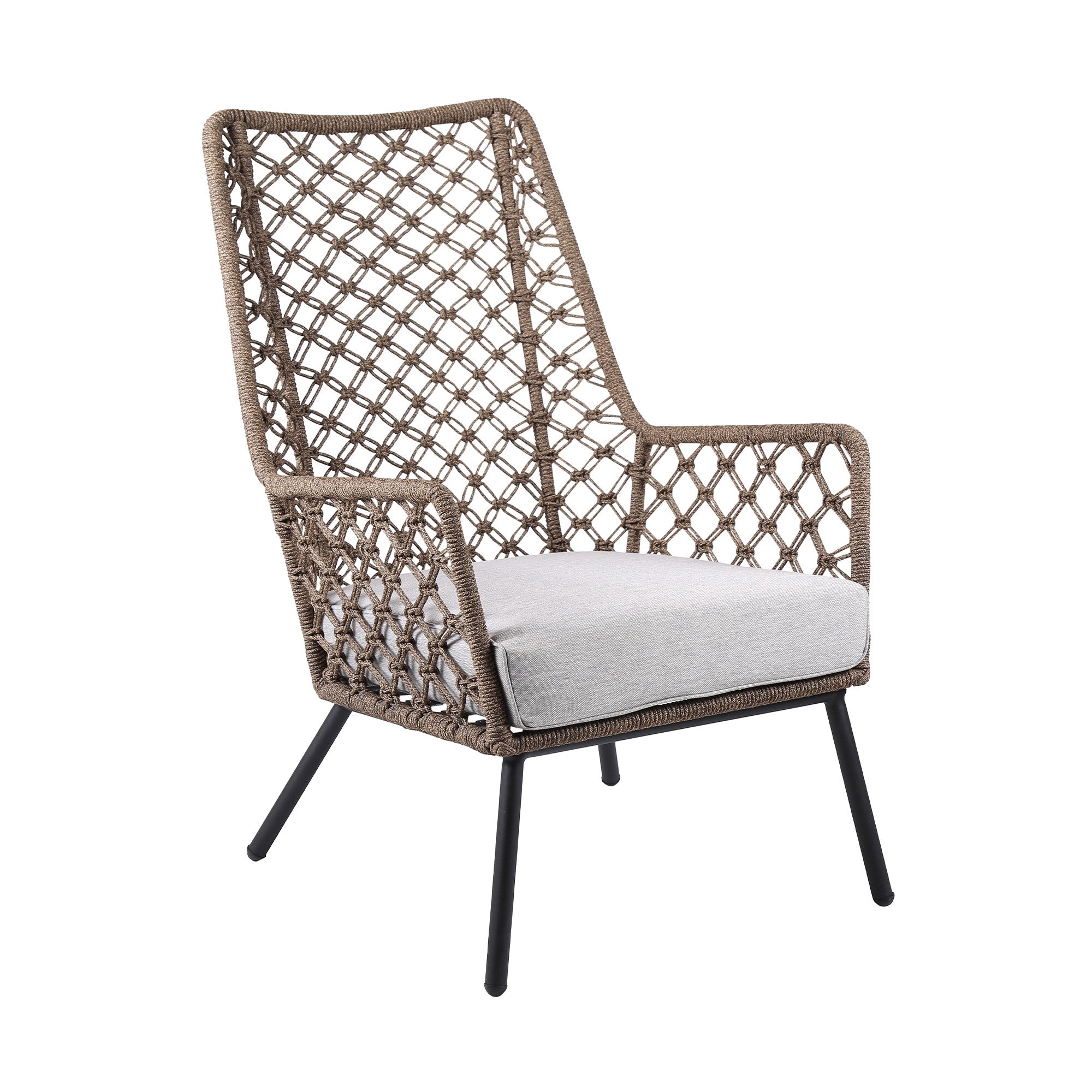 26" Gray Metal Outdoor Arm Chair with Gray Cushion-0