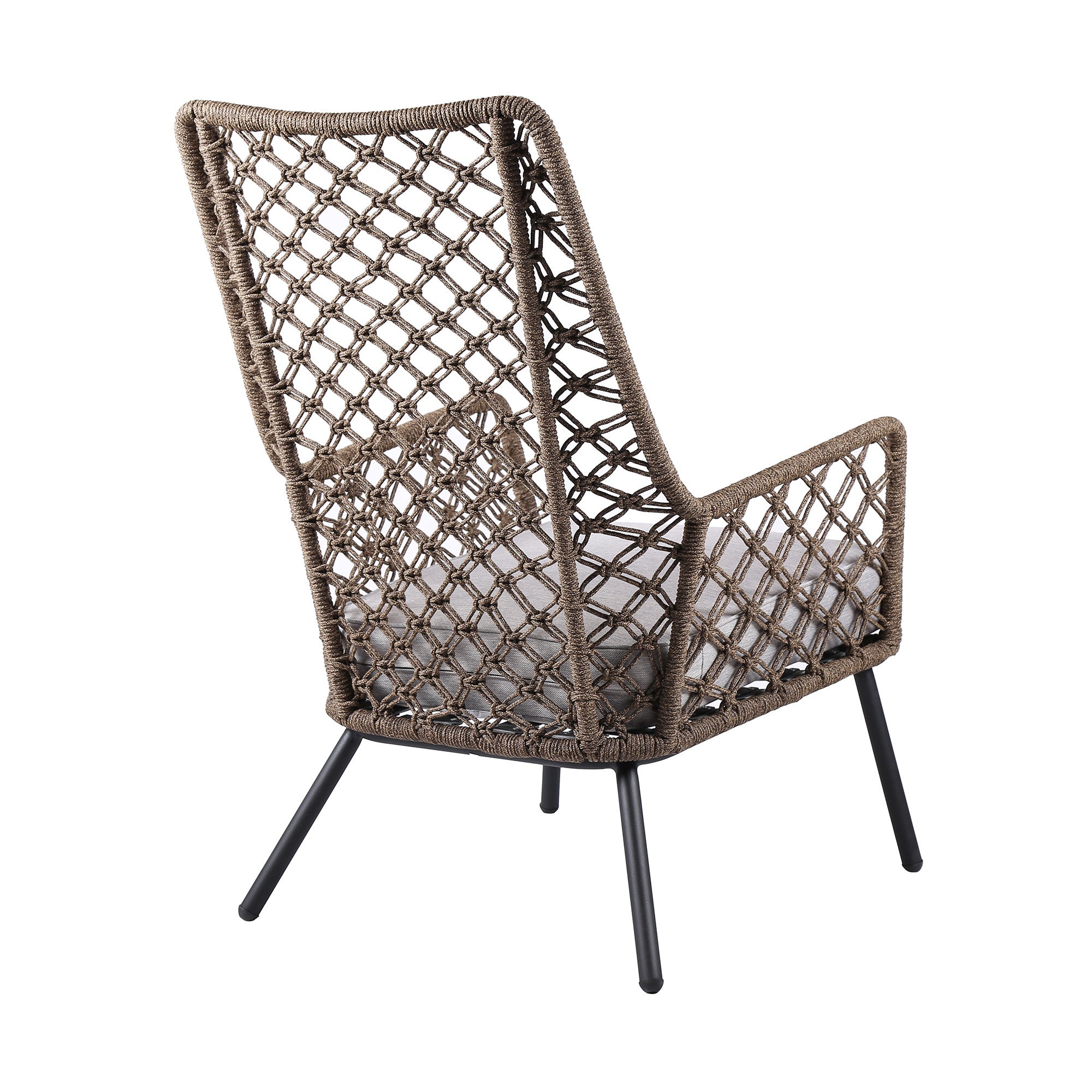 26" Gray Metal Outdoor Arm Chair with Gray Cushion-3