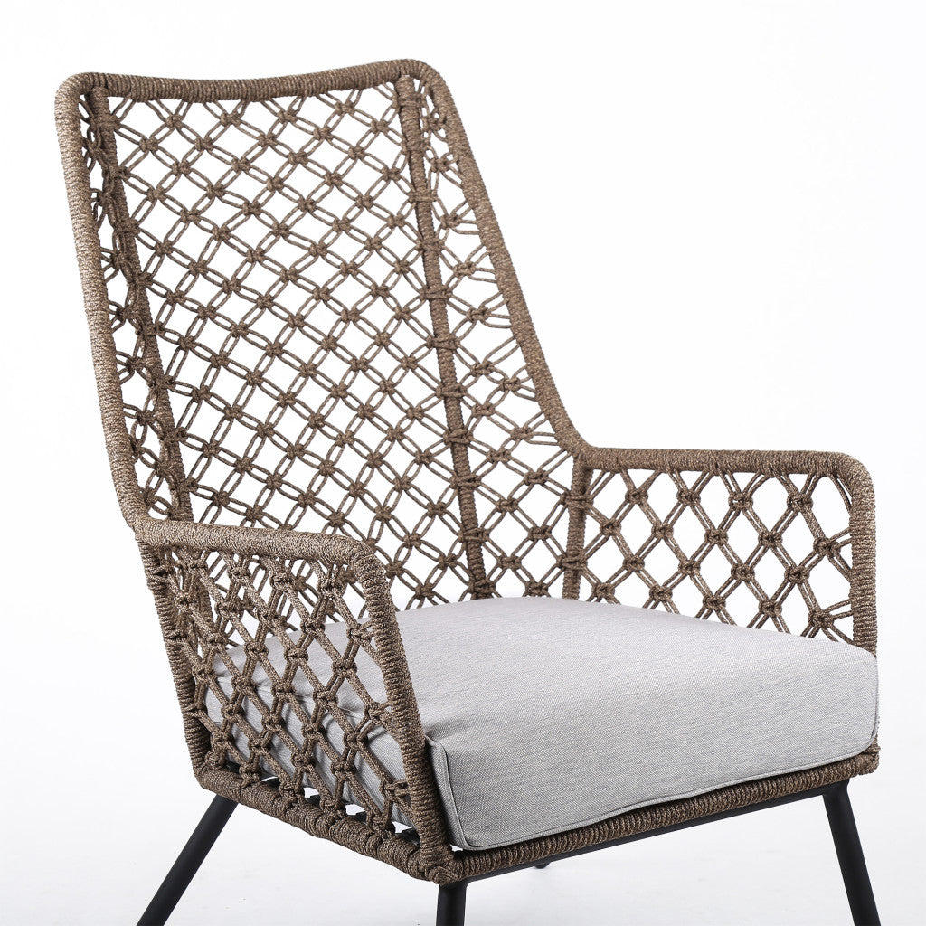 26" Gray Metal Outdoor Arm Chair with Gray Cushion-4