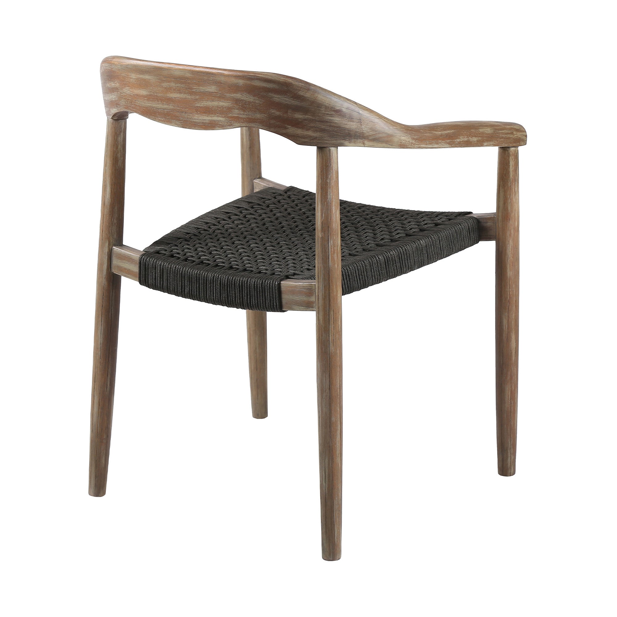 Set of Two 22" Black and Natural Wood Solid Wood Outdoor Dining Chair-2