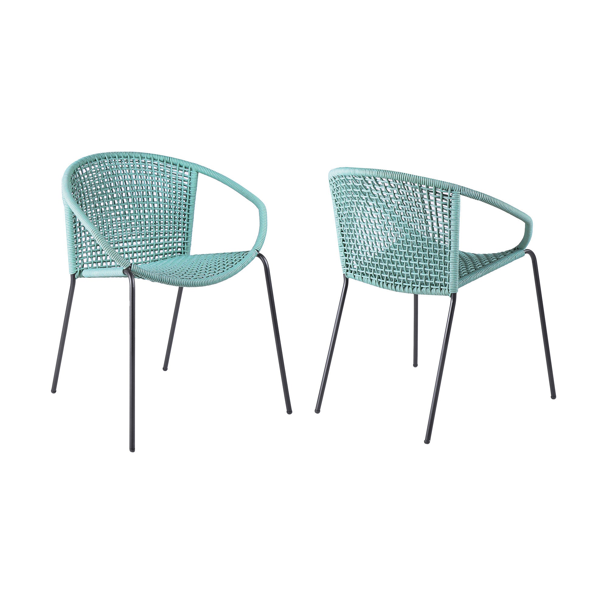 Set of Two 25" Green Metal Outdoor Dining Chair-4