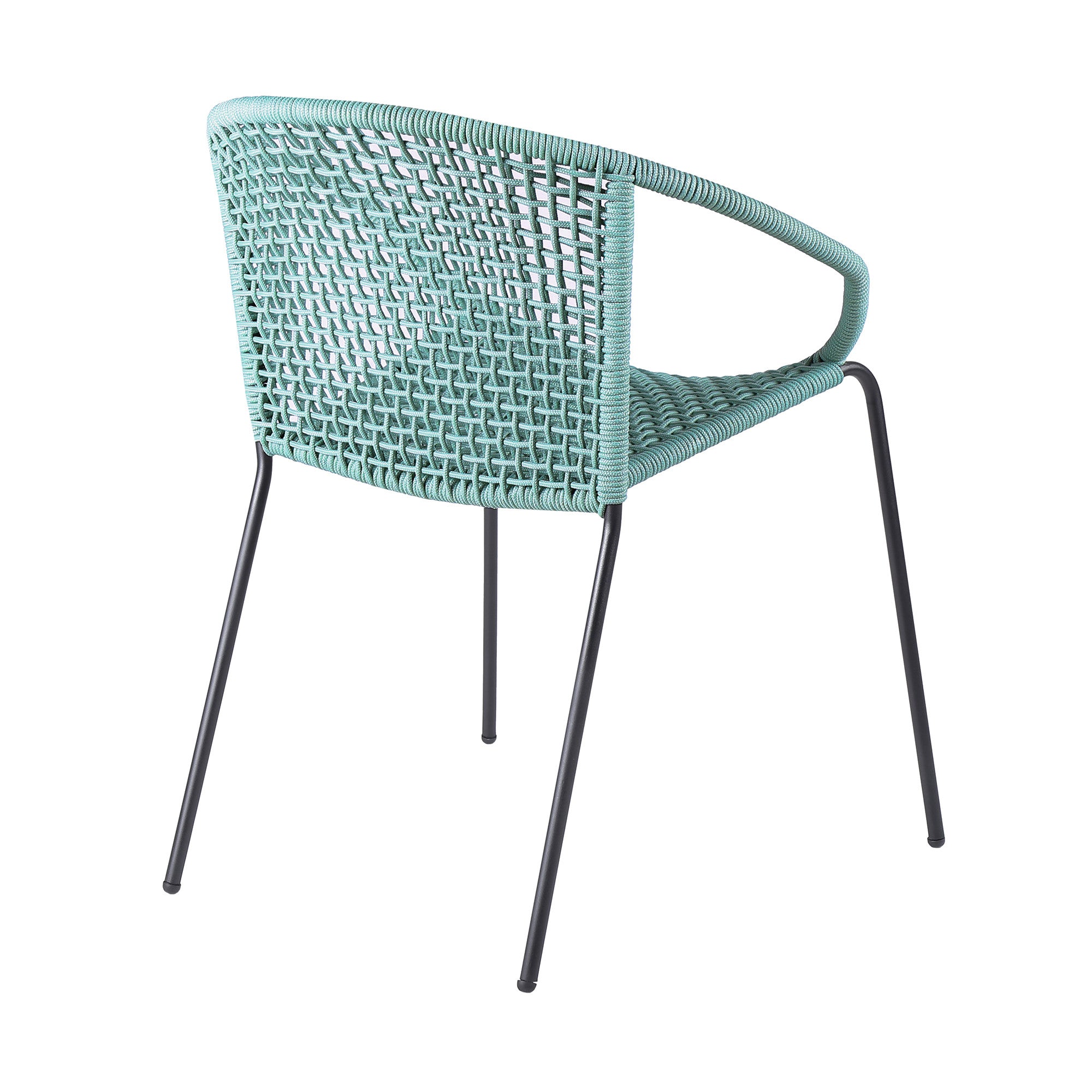 Set of Two 25" Green Metal Outdoor Dining Chair-1