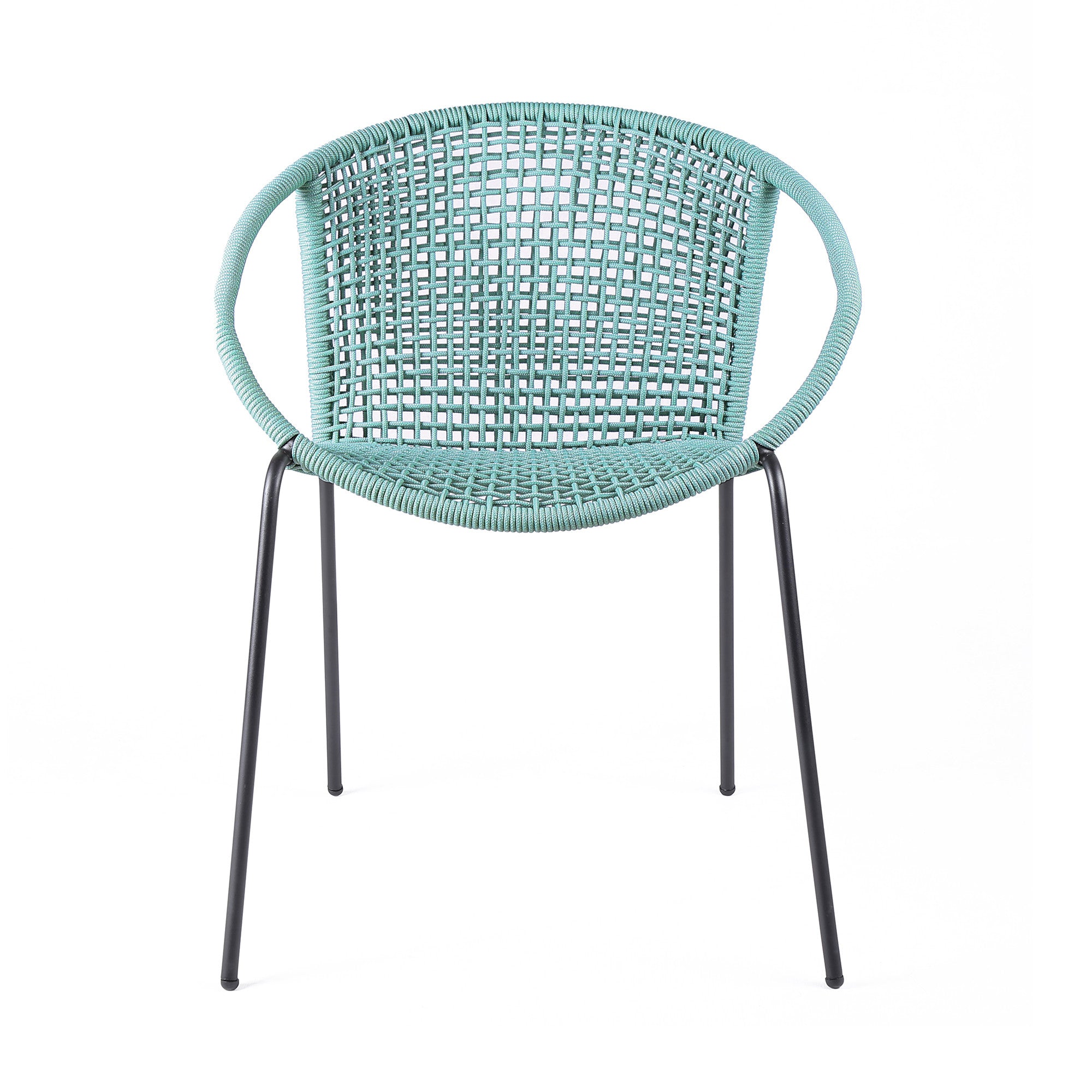 Set of Two 25" Green Metal Outdoor Dining Chair-0