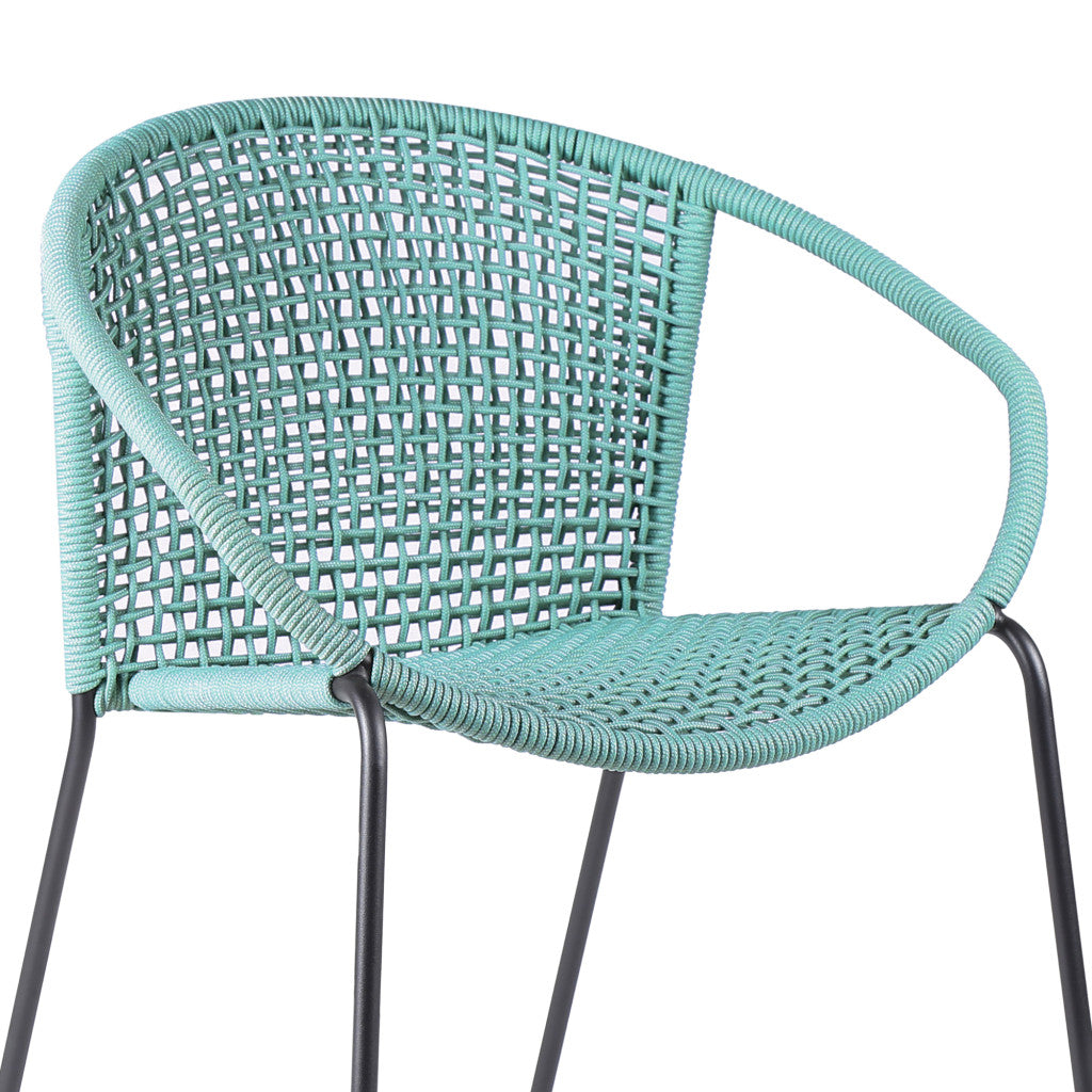 Set of Two 25" Green Metal Outdoor Dining Chair-5