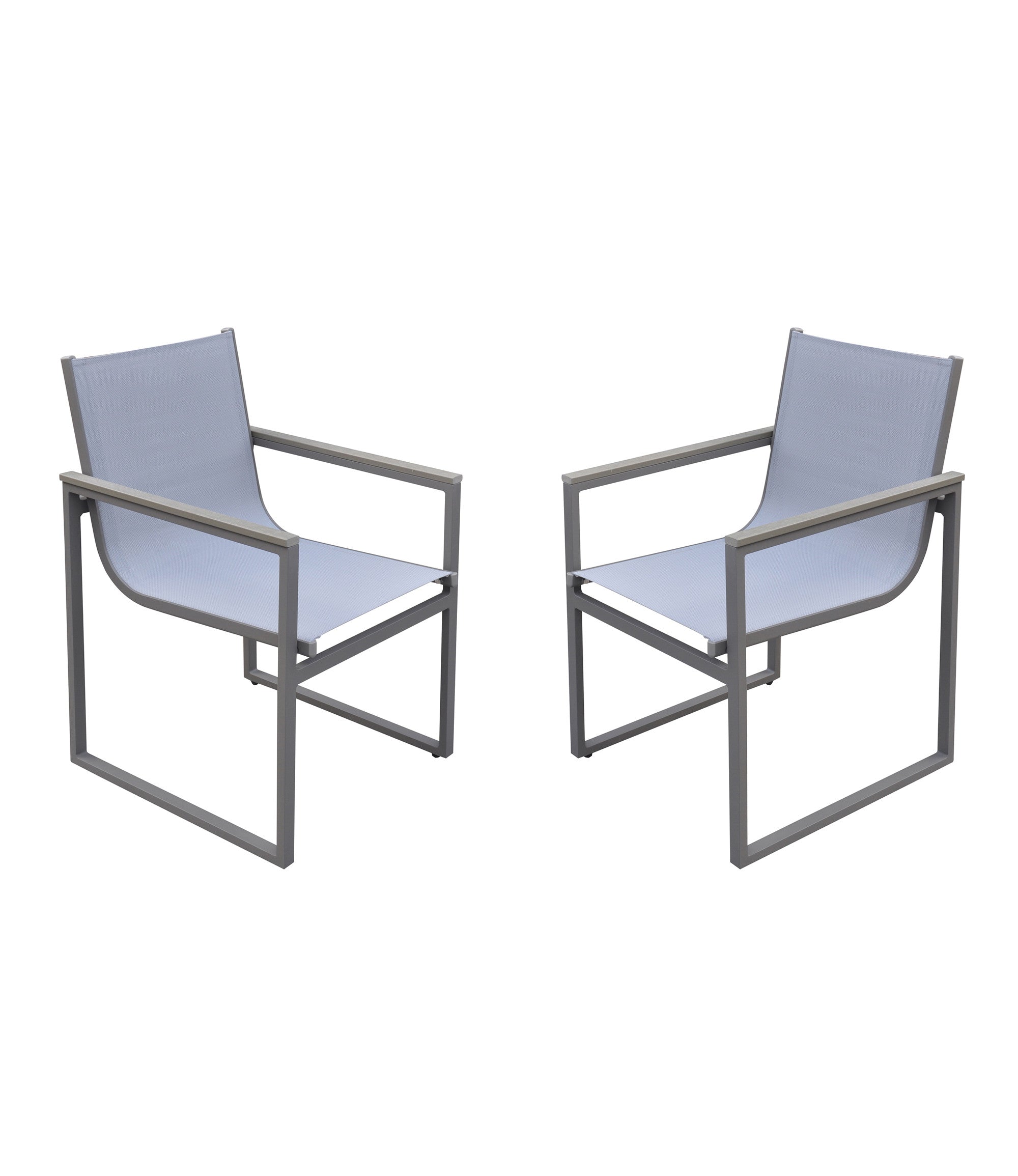 Set of Two 22" Light Gray Metal Outdoor Dining Chair-3