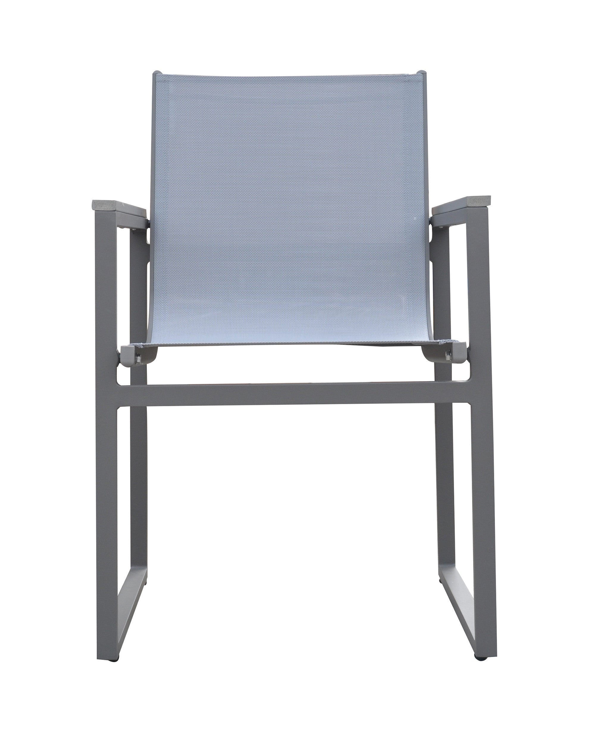 Set of Two 22" Light Gray Metal Outdoor Dining Chair-1