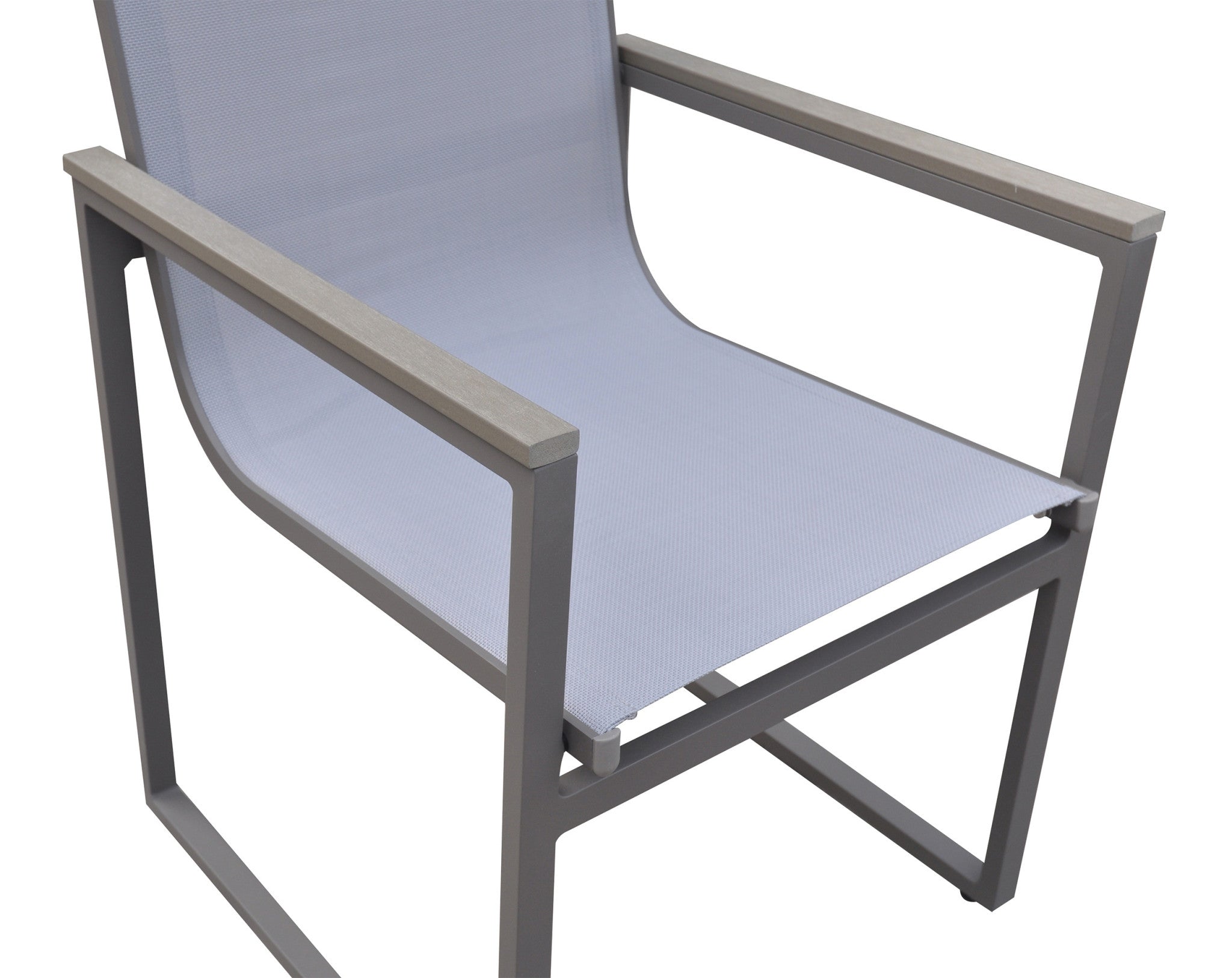 Set of Two 22" Light Gray Metal Outdoor Dining Chair-4