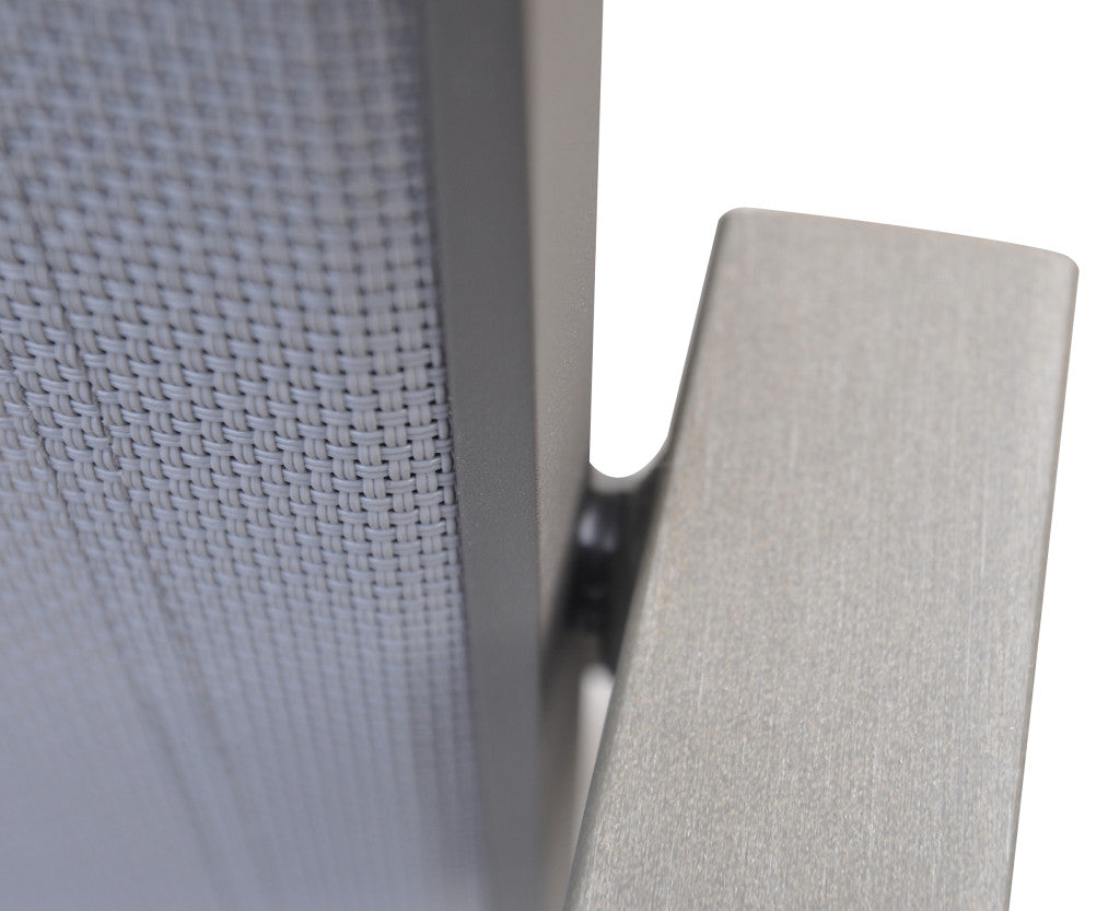 Set of Two 22" Light Gray Metal Outdoor Dining Chair-5