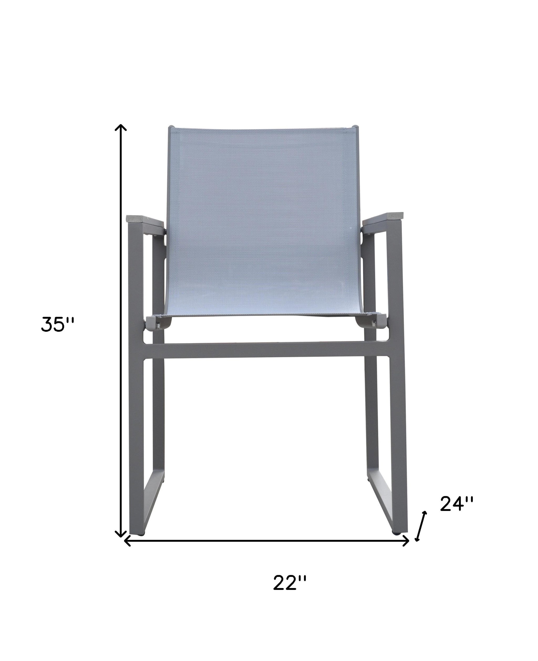 Set of Two 22" Light Gray Metal Outdoor Dining Chair-6