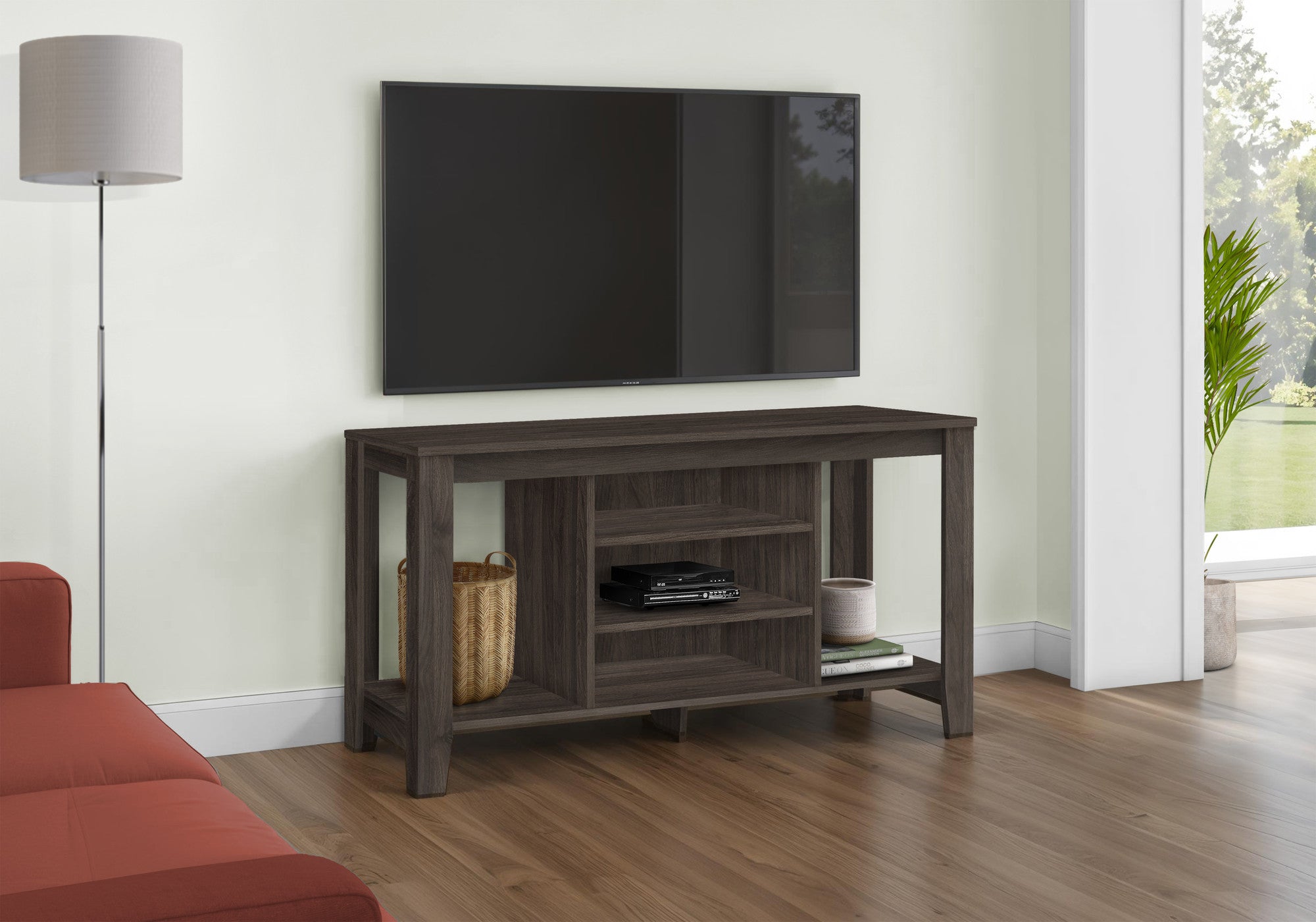 48" Brown Open Shelving TV Stand-4
